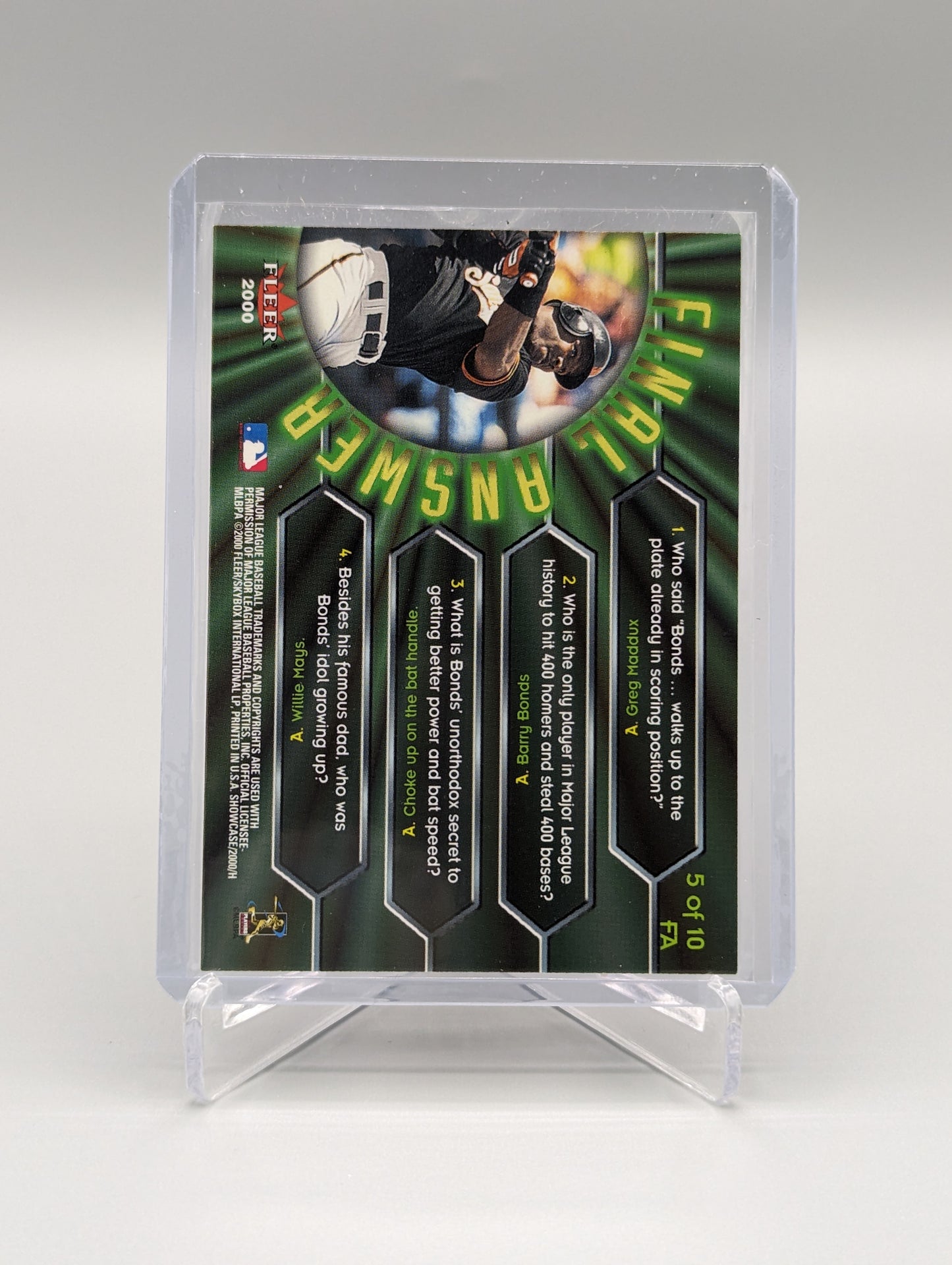 2000 Fleer Showcase Final Answer #5 Barry Bonds Giants