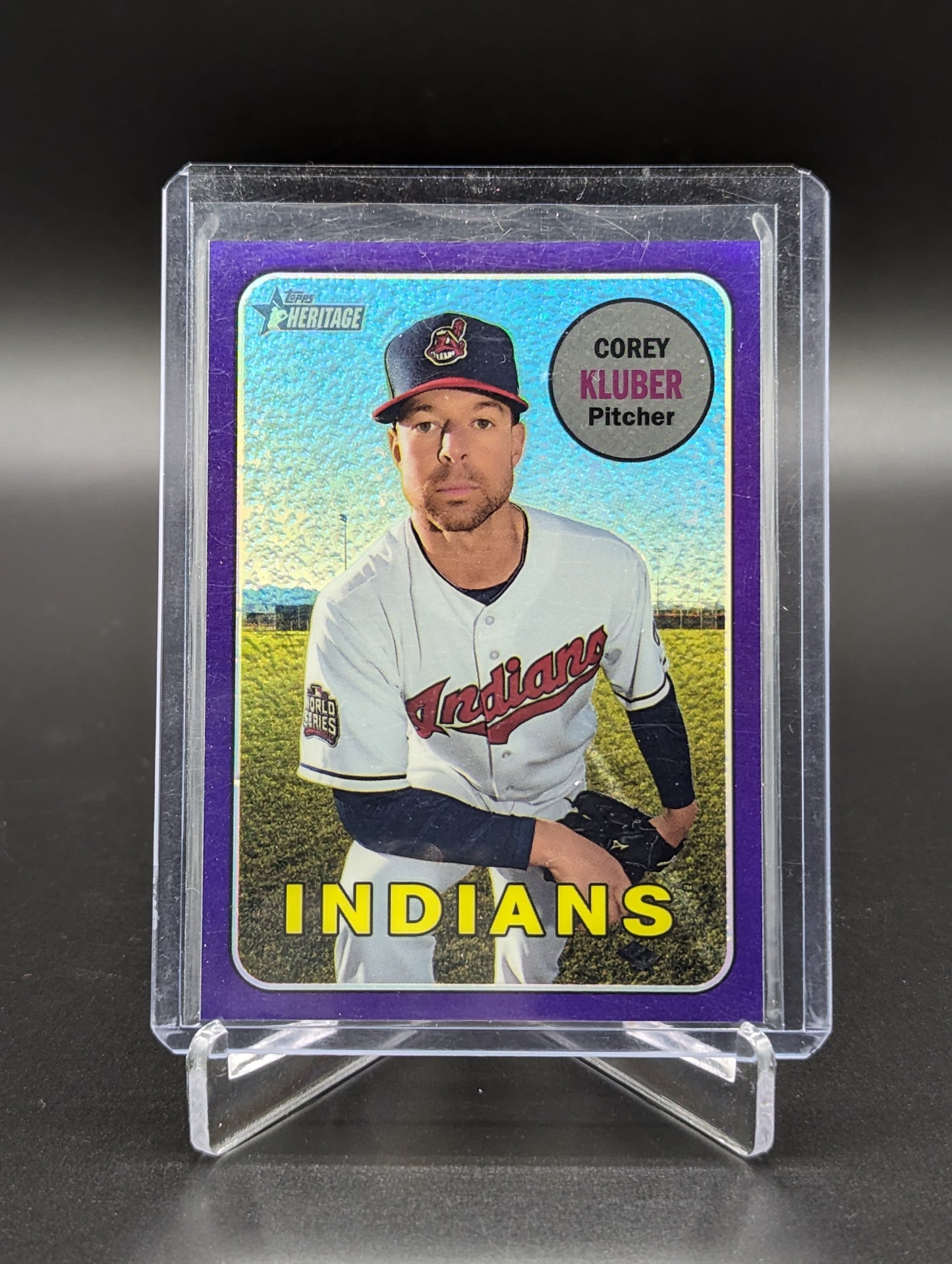 2018 Topps Heritage Chrome Purple Refractor #THC-176 Corey Kluber Indians