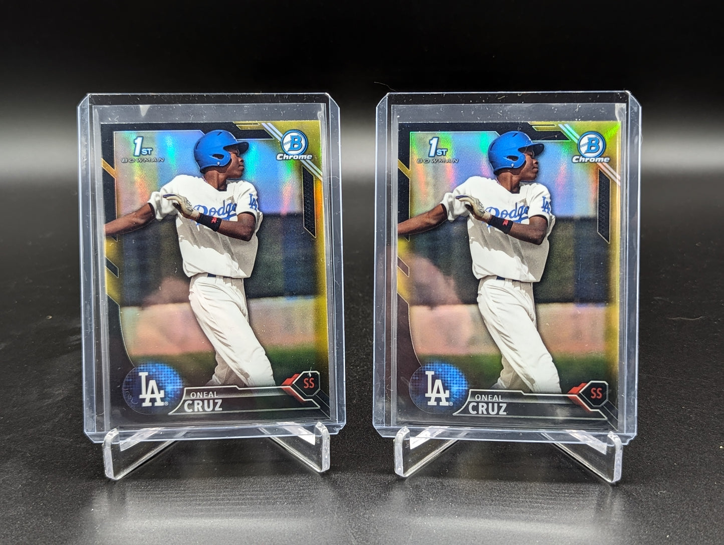 2016 Bowman Chrome Black Gold Lot (2) Cards #BCP204 Oneal Cruz Dodgers