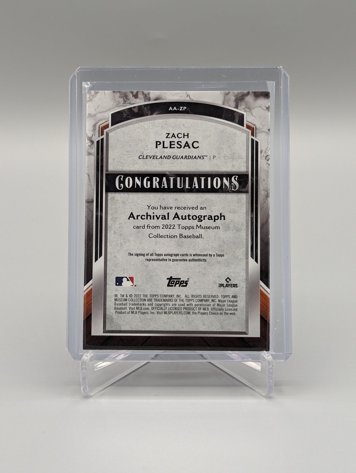 2022 Topps Museum Collection Archival Autographs Copper #AA-ZP Zach Plesac #/50 Indians