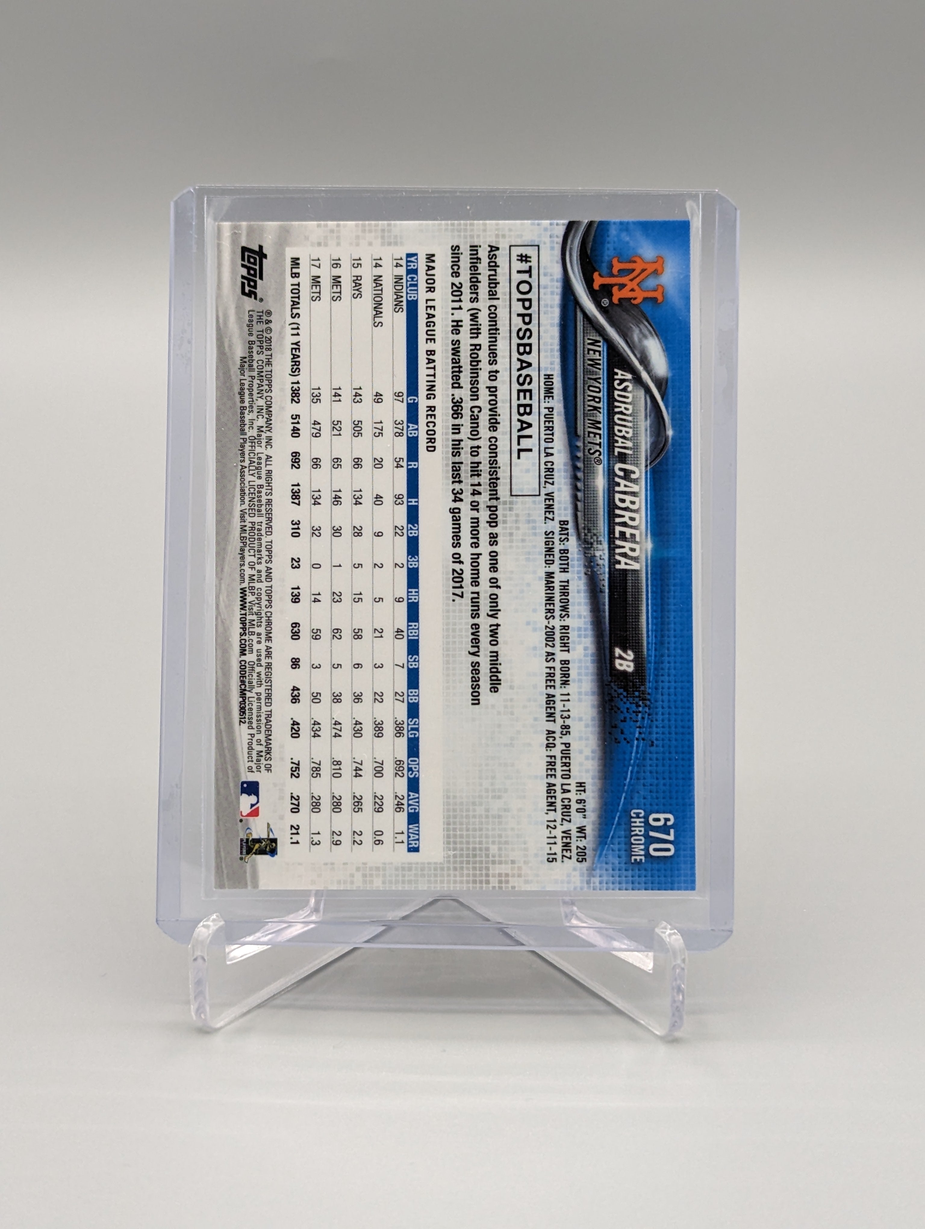 2018 Topps Chrome Sapphire #670 Asdrubal Cabrera Mets