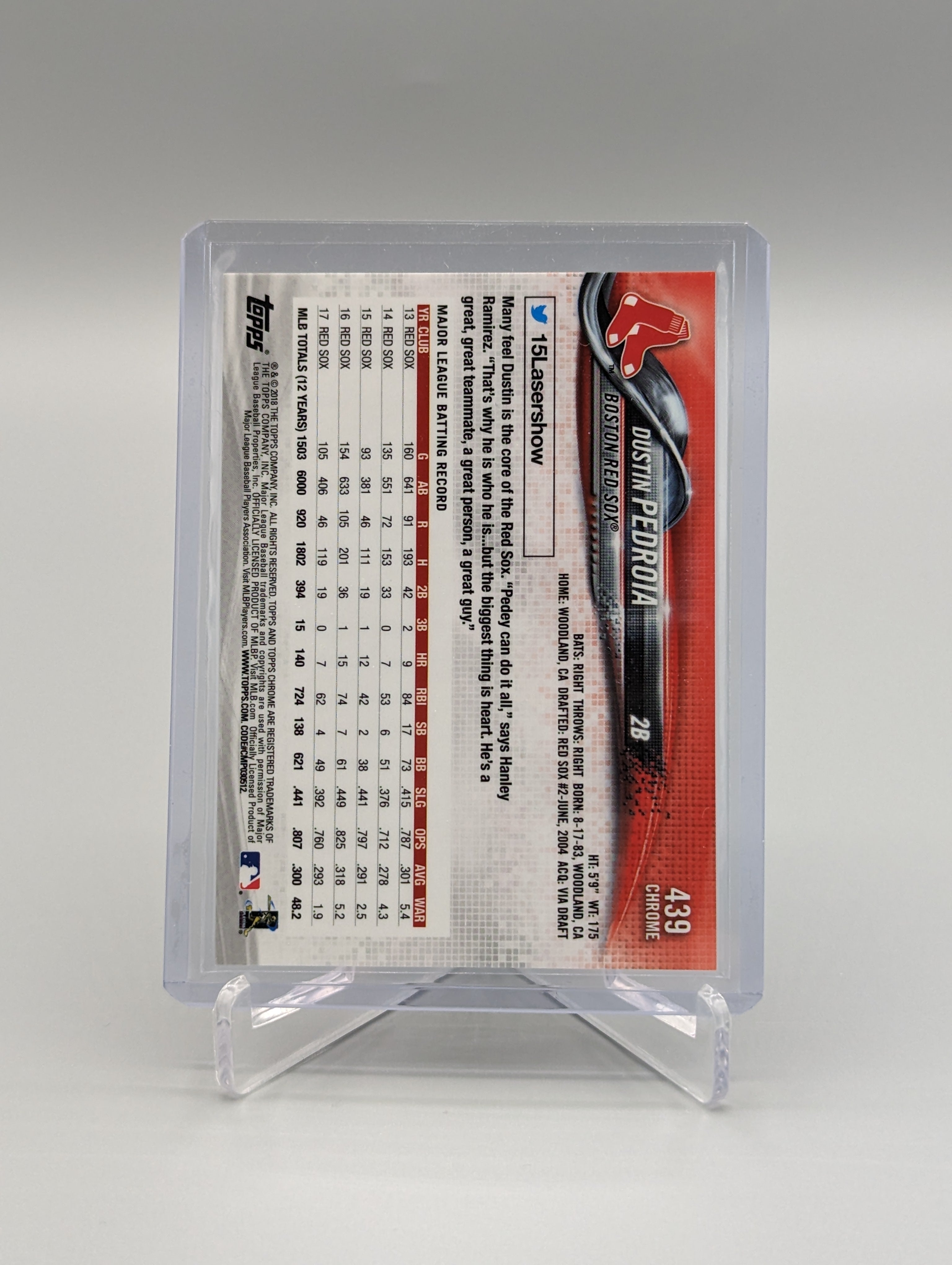 2018 Topps Chrome Sapphire #439 Dustin Pedroia Red Sox