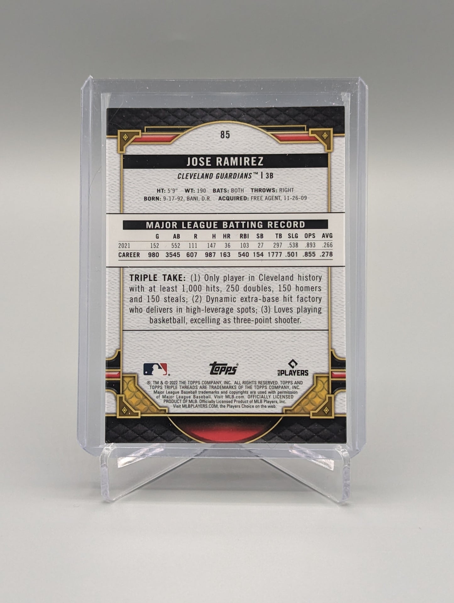 2022 Topps Triple Threads Gold #85 Jose Ramirez Guardians #/99