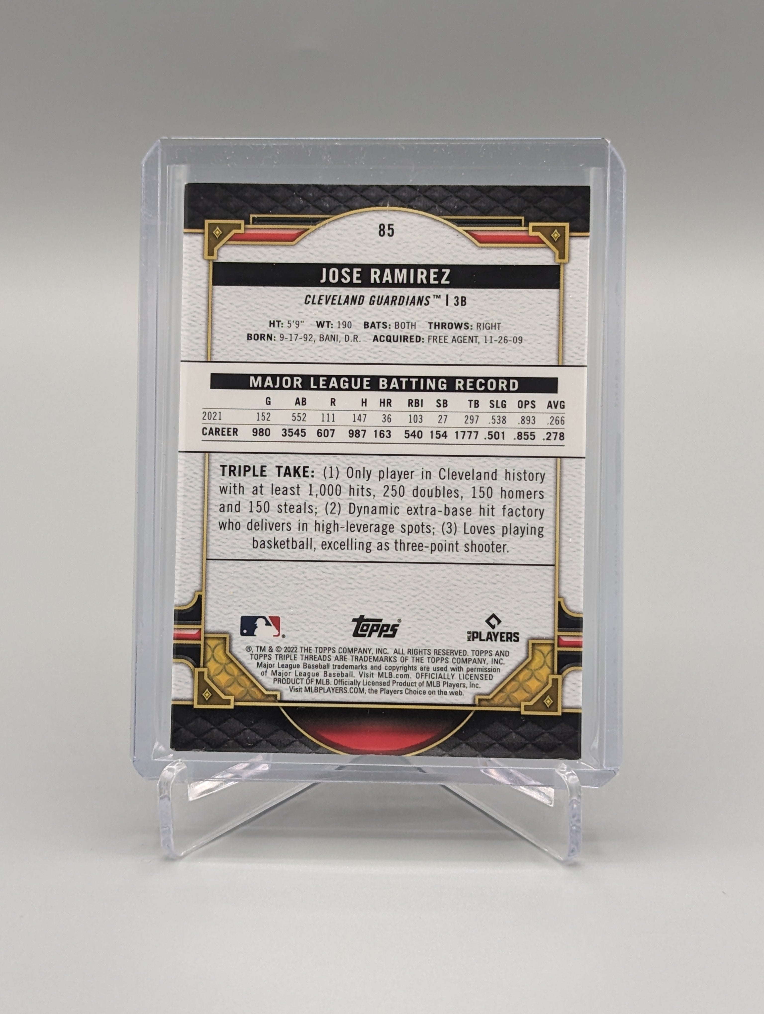 2022 Topps Triple Threads Emerald #85 Jose Ramirez Guardians #/259