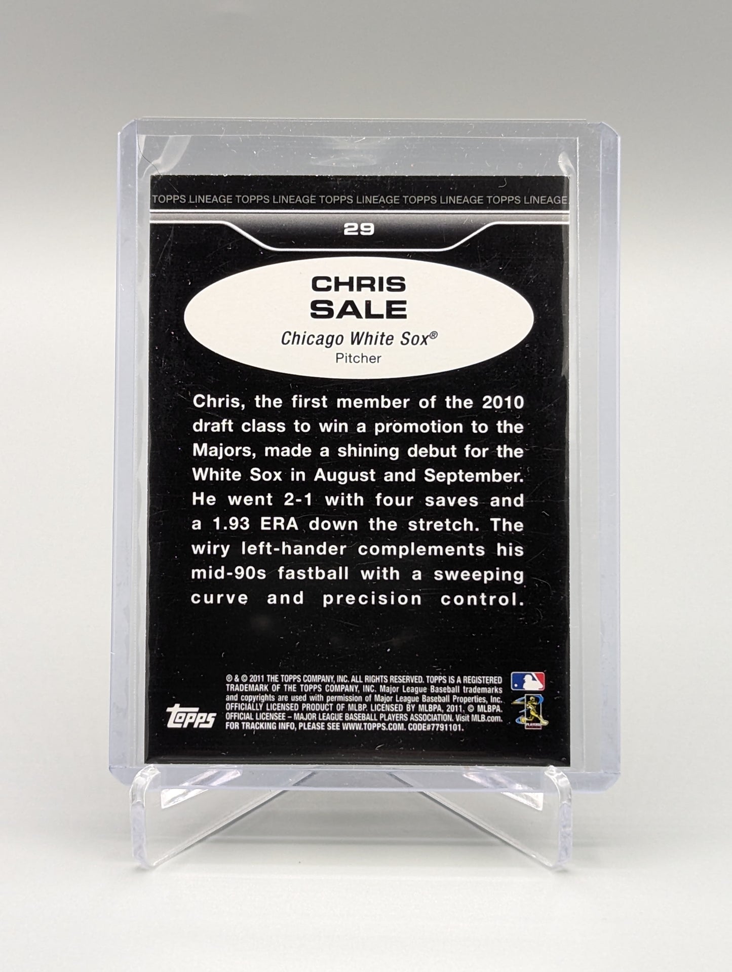 2011 Topps Lineage Diamond Anniversary Platinum Refractor #29 Chris Sale RC White Sox