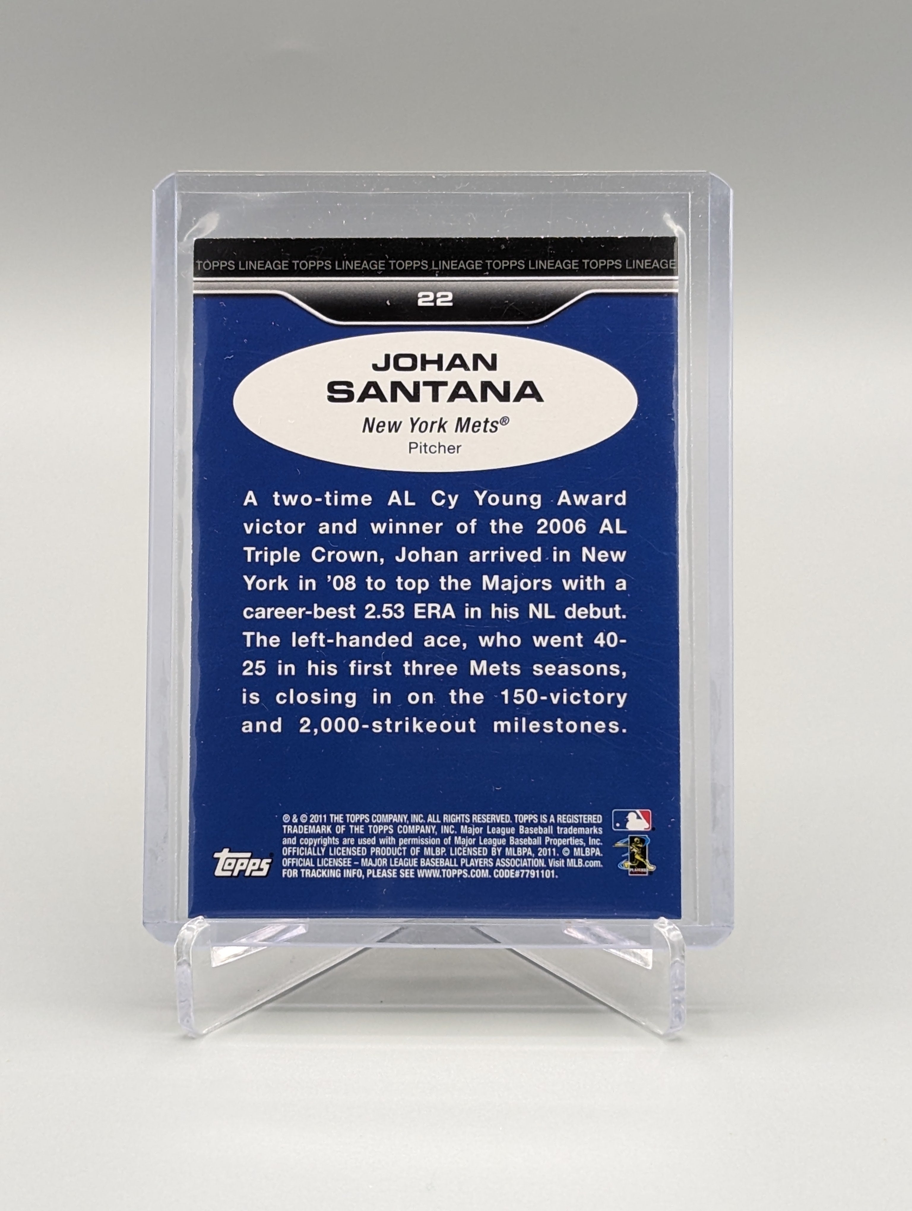 2011 Topps Lineage Diamond Anniversary Platinum Refractor #22 Johan Santana Mets