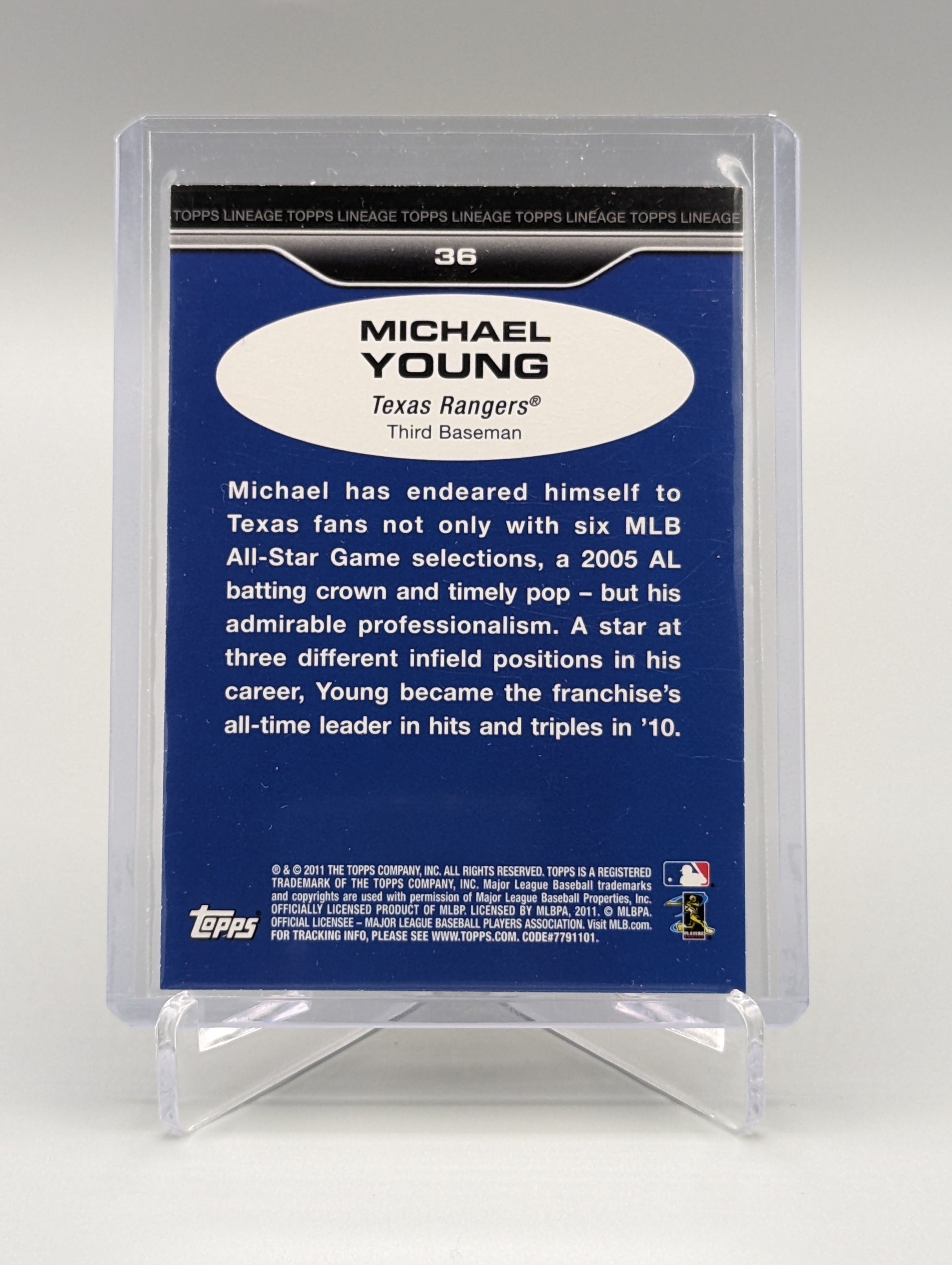 2011 Topps Lineage Diamond Anniversary Platinum Refractor #36 Michael Young Rangers