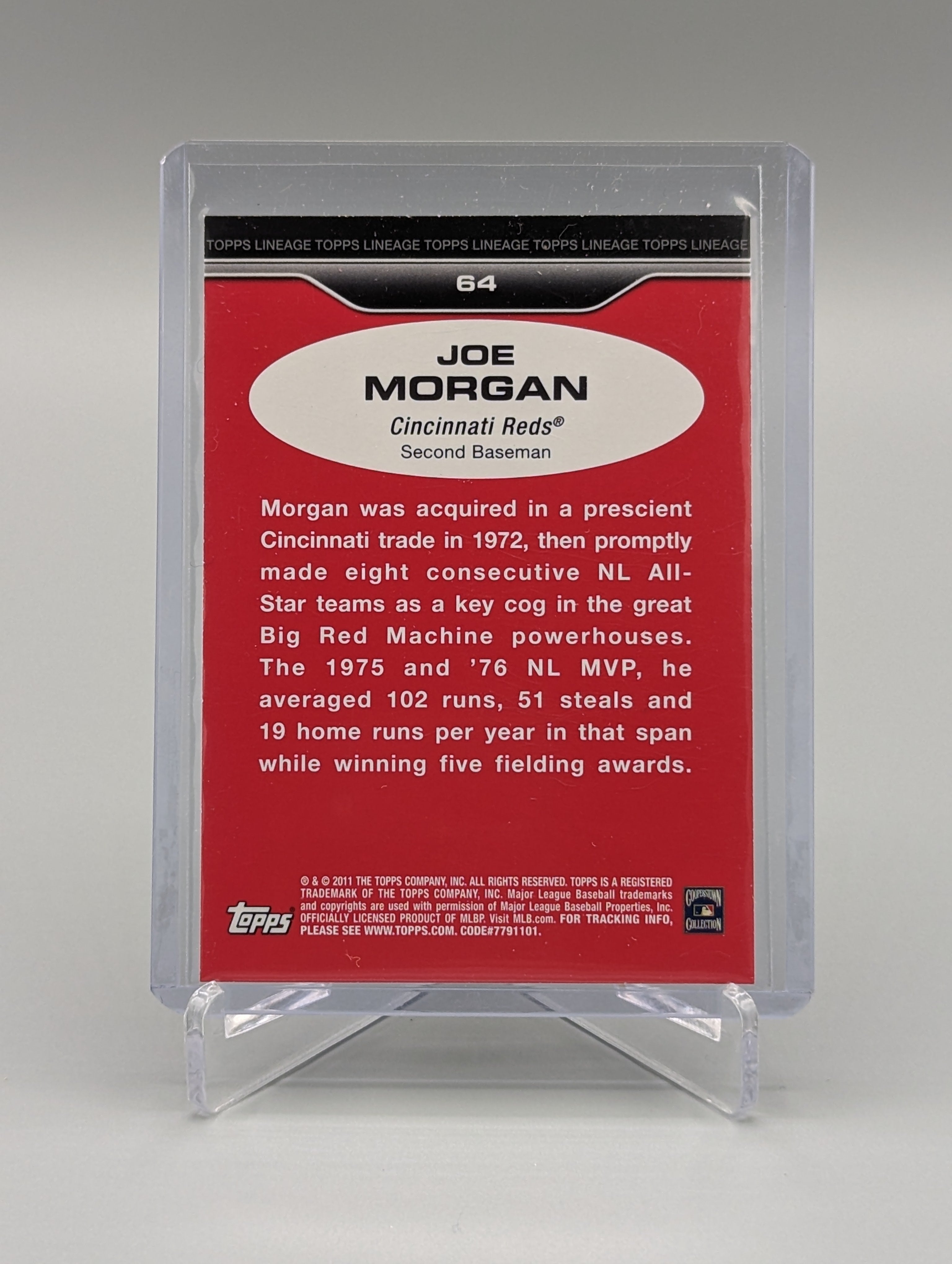 2011 Topps Lineage Diamond Anniversary Platinum Refractor #64 Joe Morgan Reds