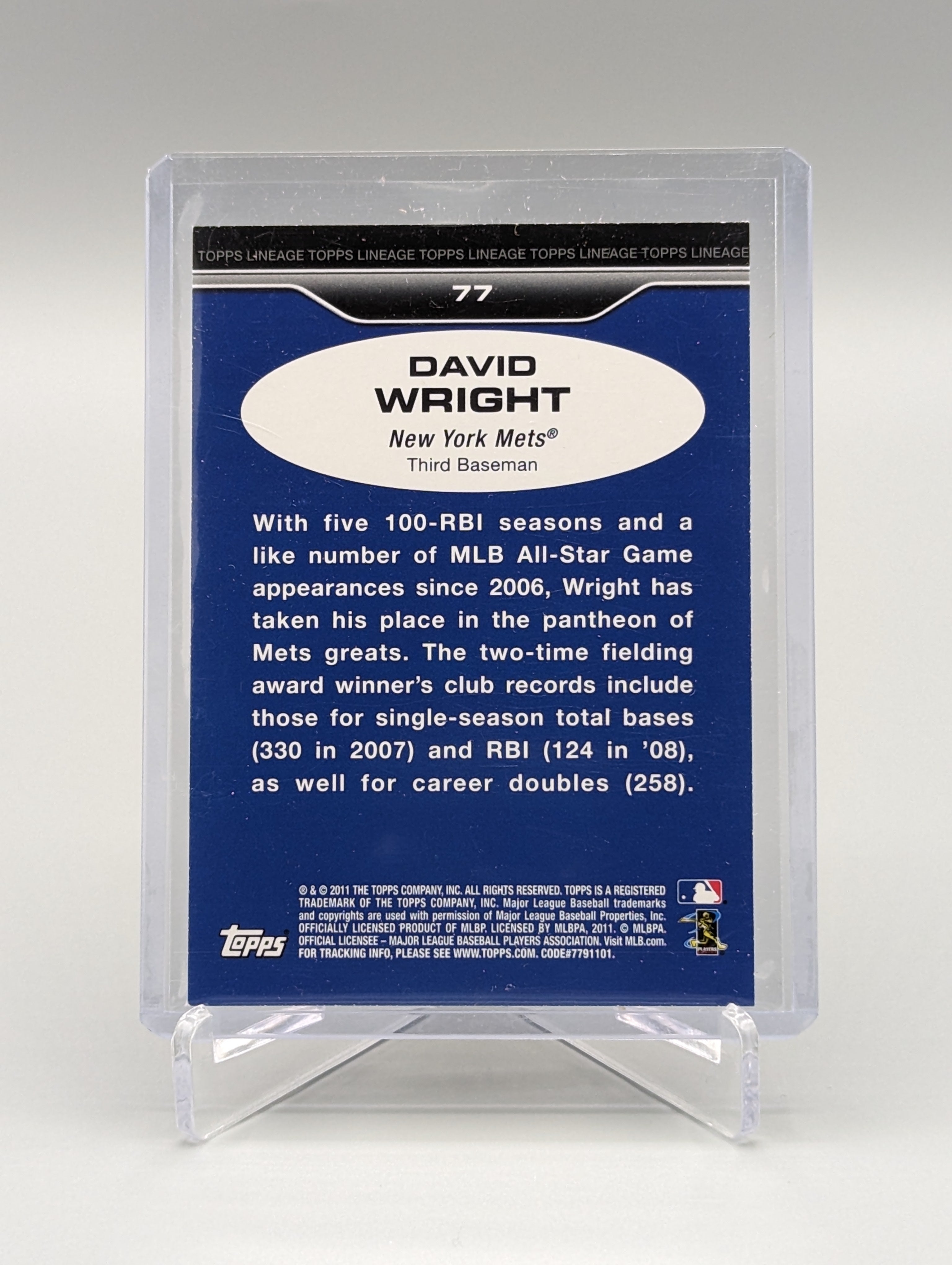 2011 Topps Lineage Diamond Anniversary Platinum Refractor #77 David Wright Mets