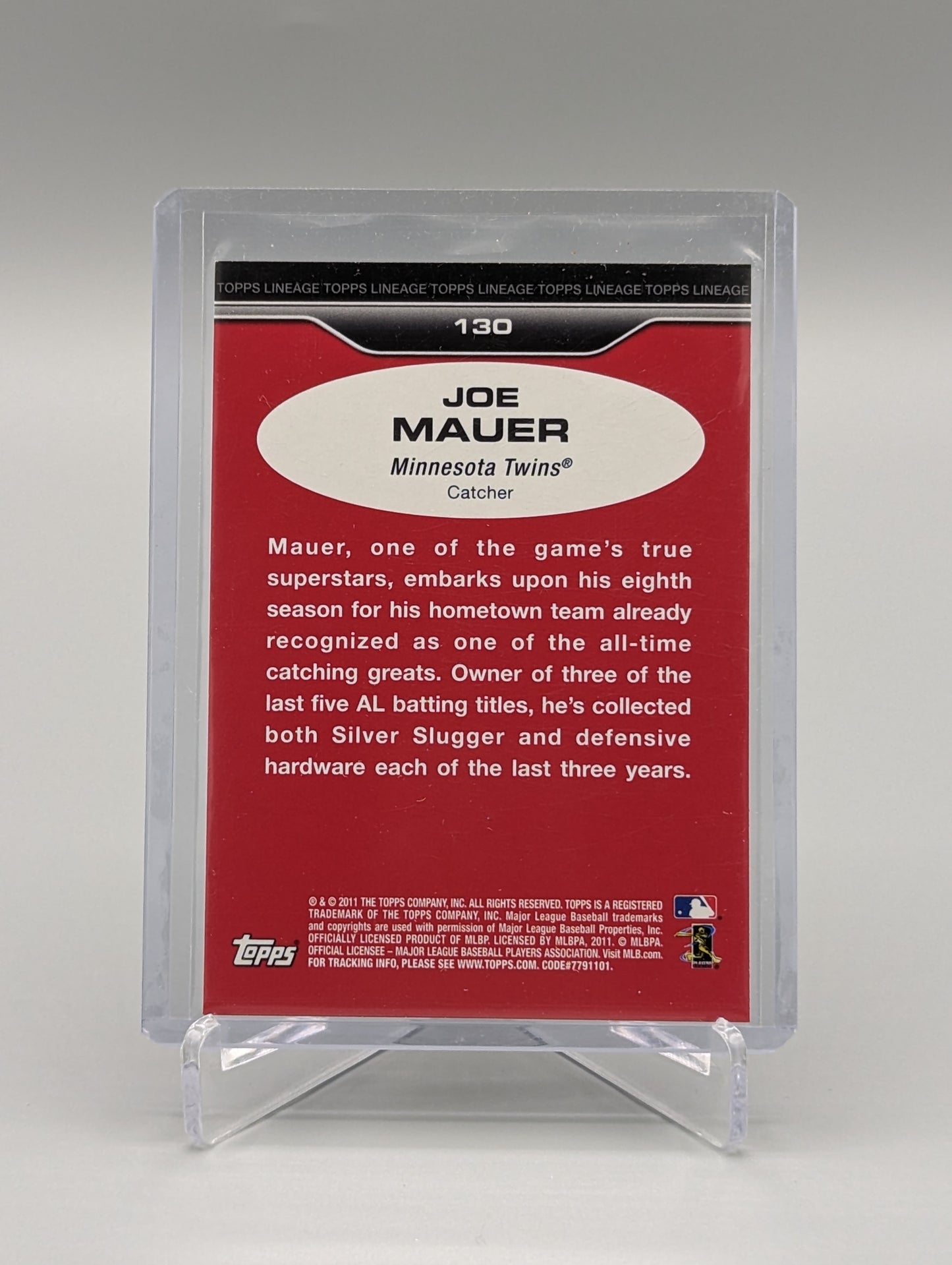 2011 Topps Lineage Diamond Anniversary Platinum Refractor #130 Joe Mauer Twins