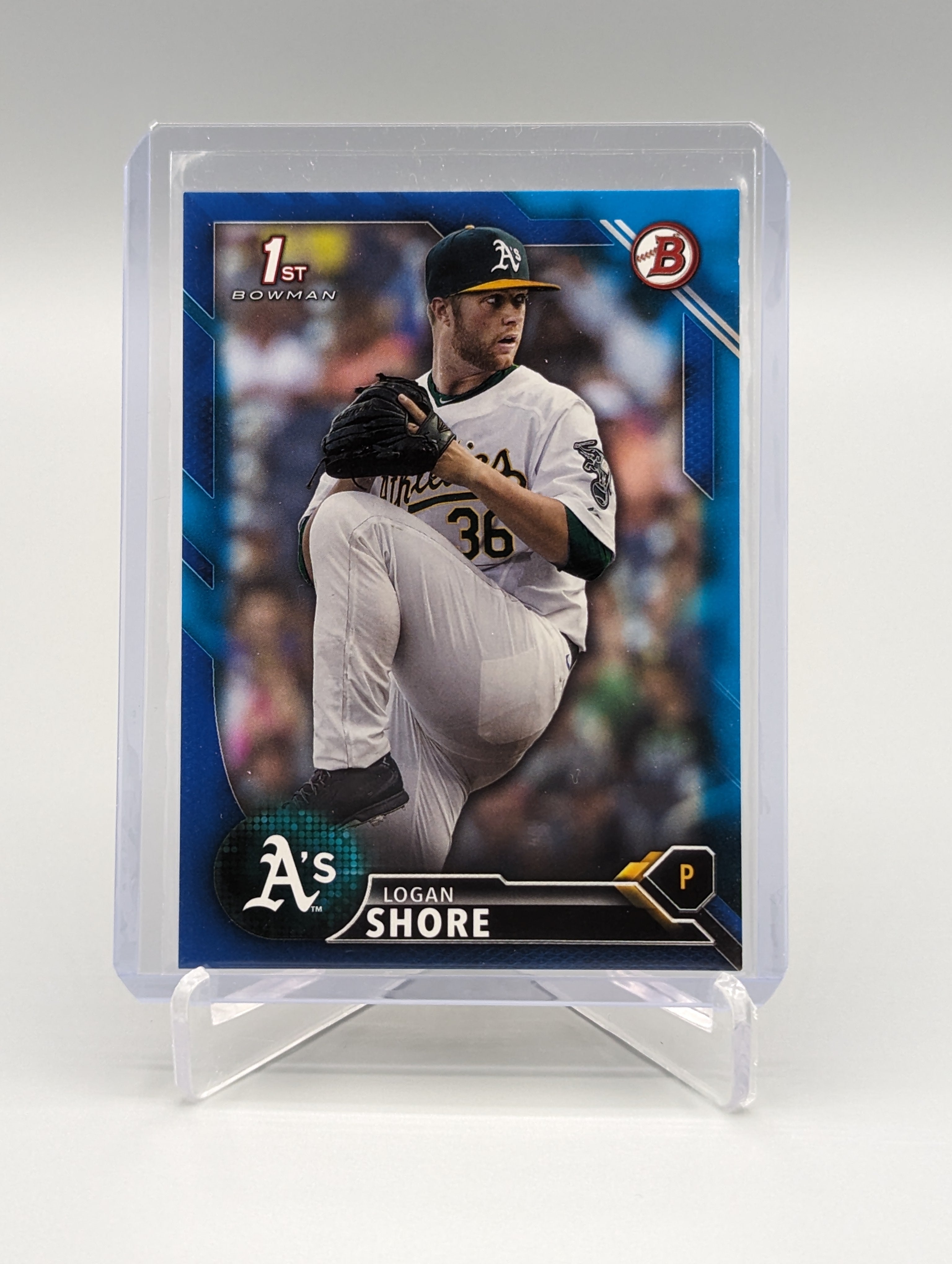 2016 Bowman Blue #BD-66 Logan Shore #/150 A's Athletics