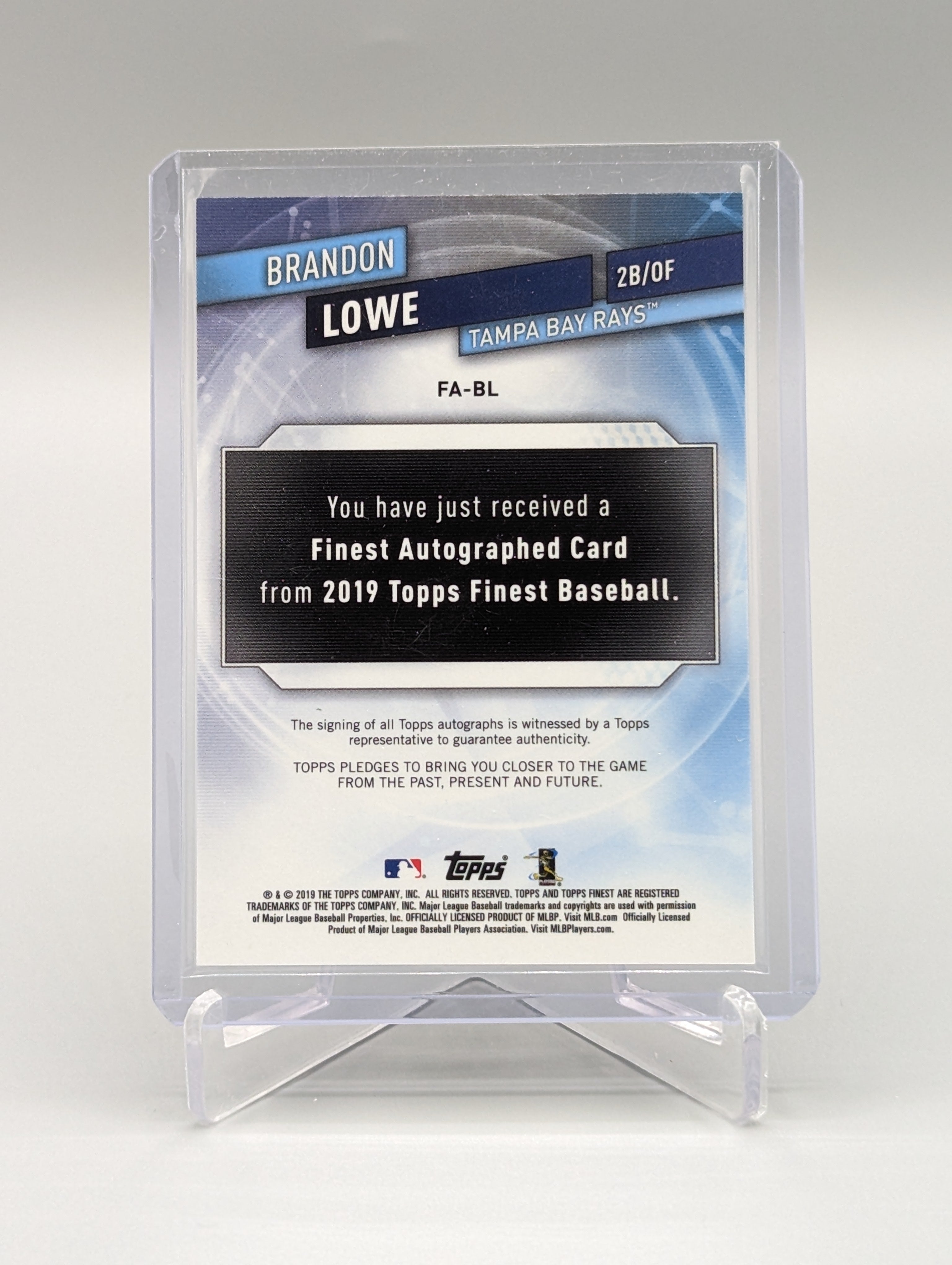 2019 Topps Finest Auto #FA-BL Brandon Lowe Rays