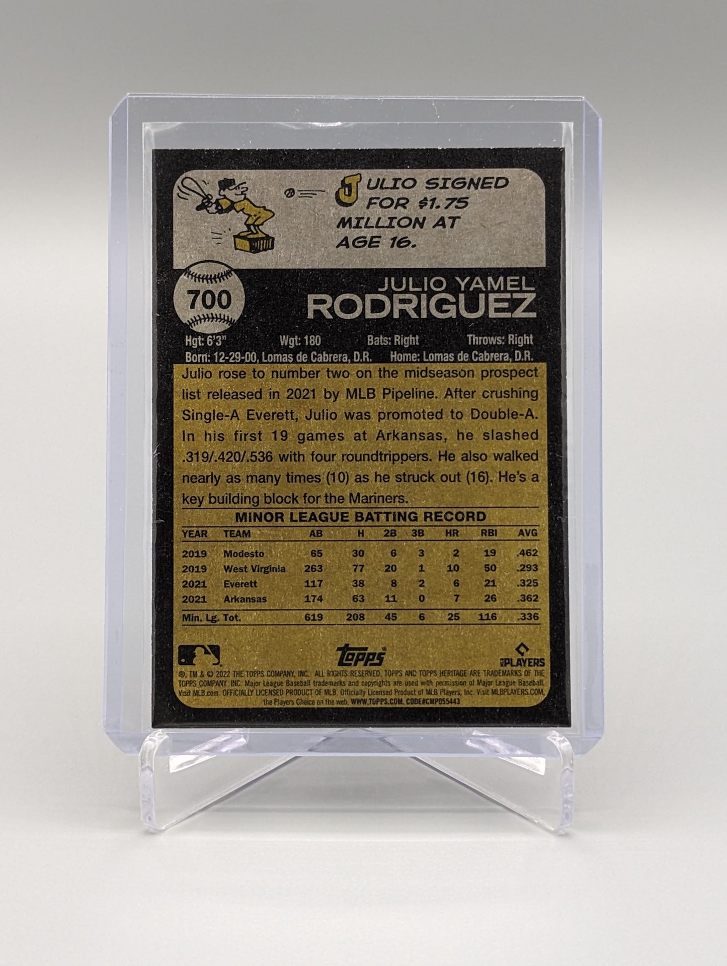 2022 Topps Heritage #700 Julio Rodriguez RC Mariners