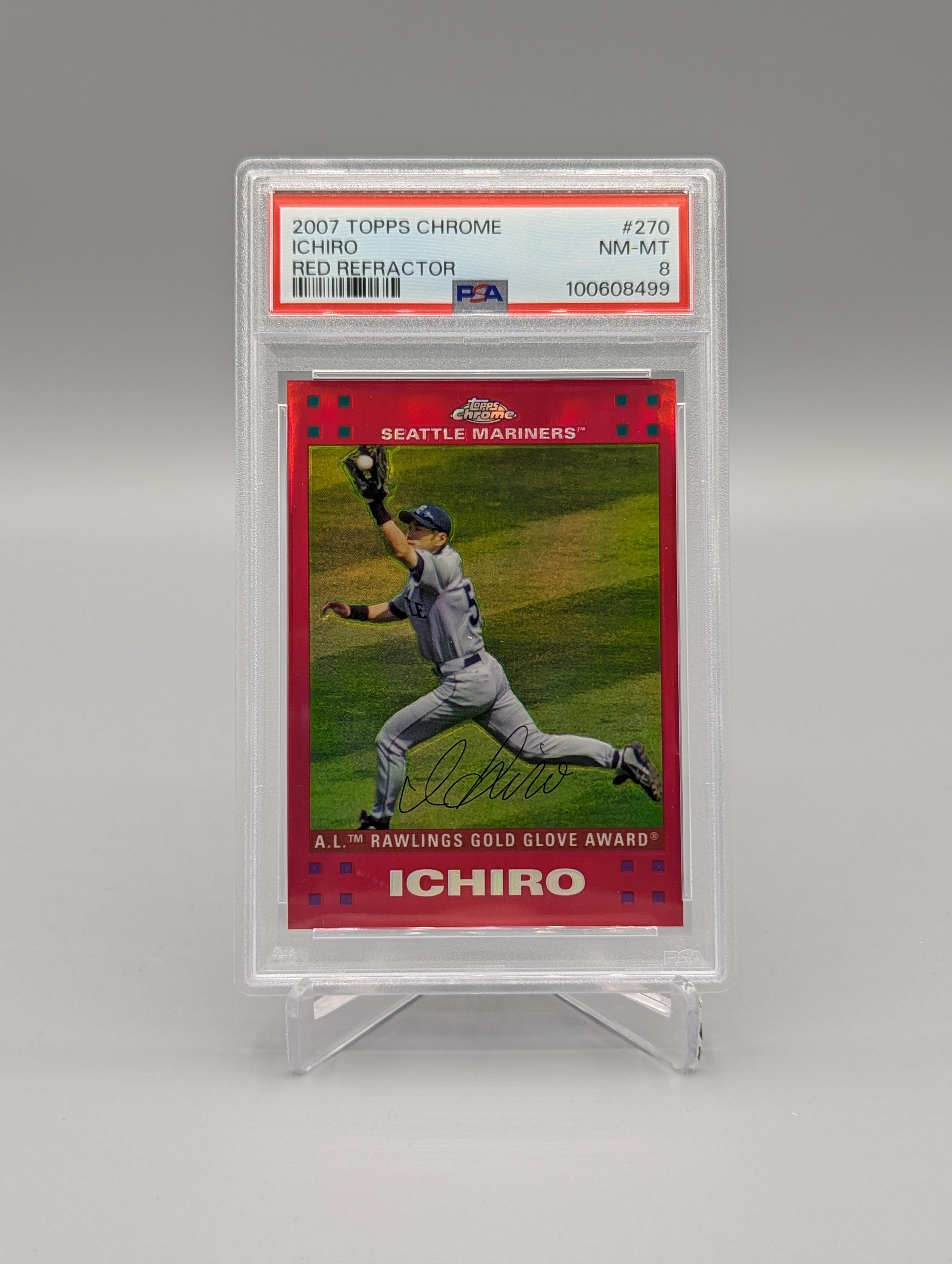 2007 Topps Chrome Red Refractor #270 Ichiro PSA 8 Mariners