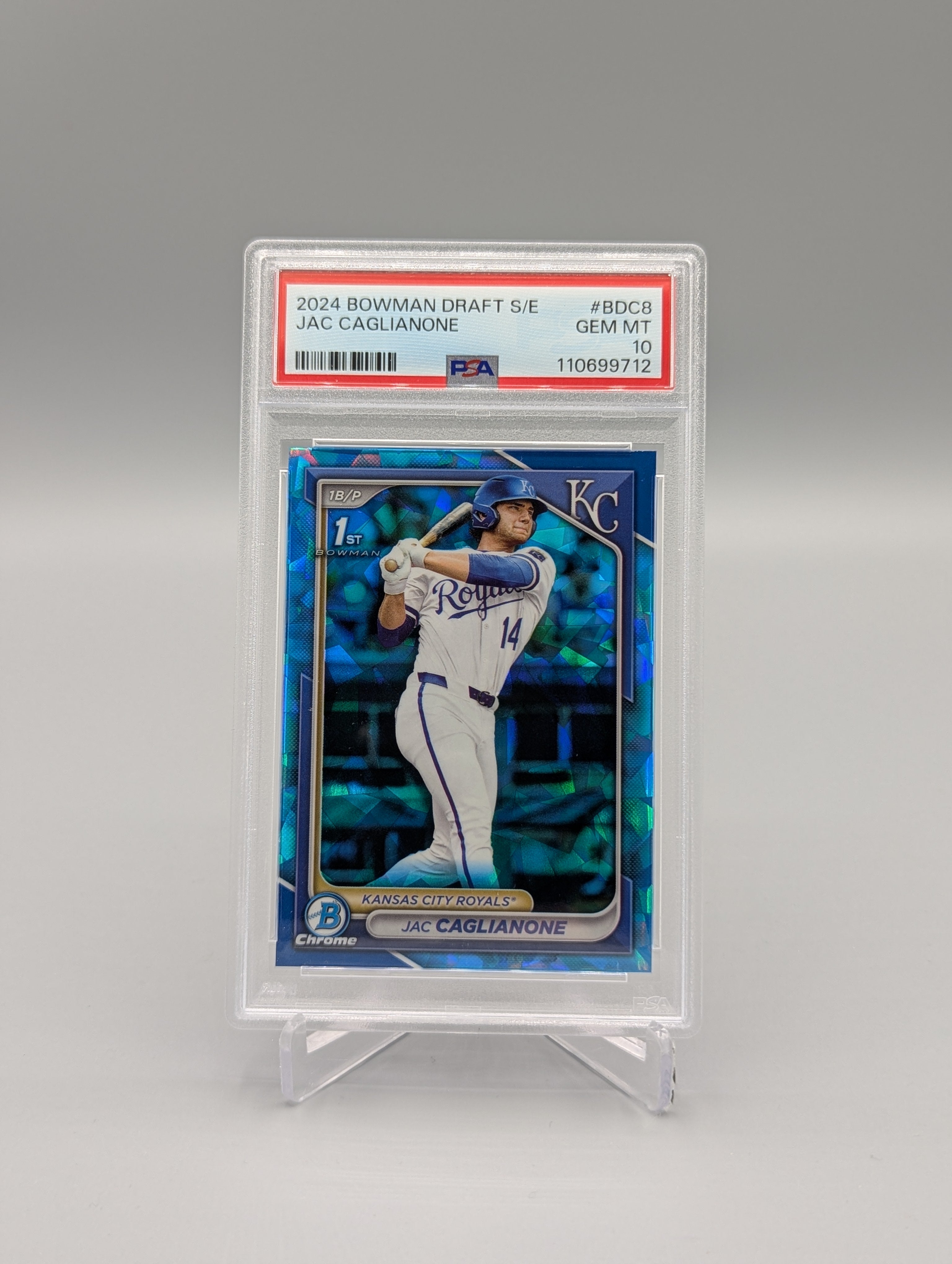 2024 Bowman Chrome Sapphire #BDC8 Jac Caglianone PSA 10 Royals
