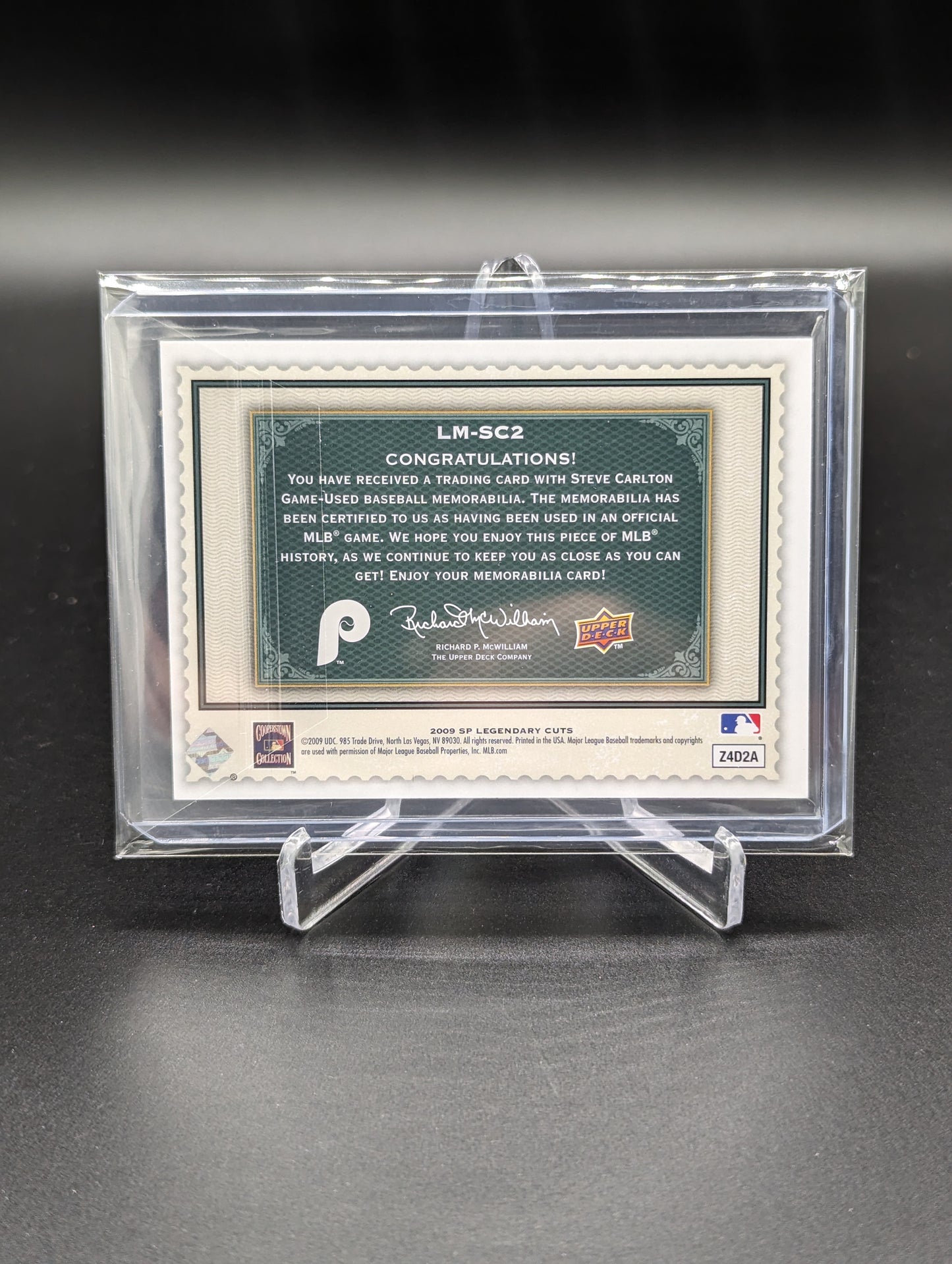 2009 SP Legendary Cuts #LM-SC2 Steve Carlton Game Used #/125 Phillies