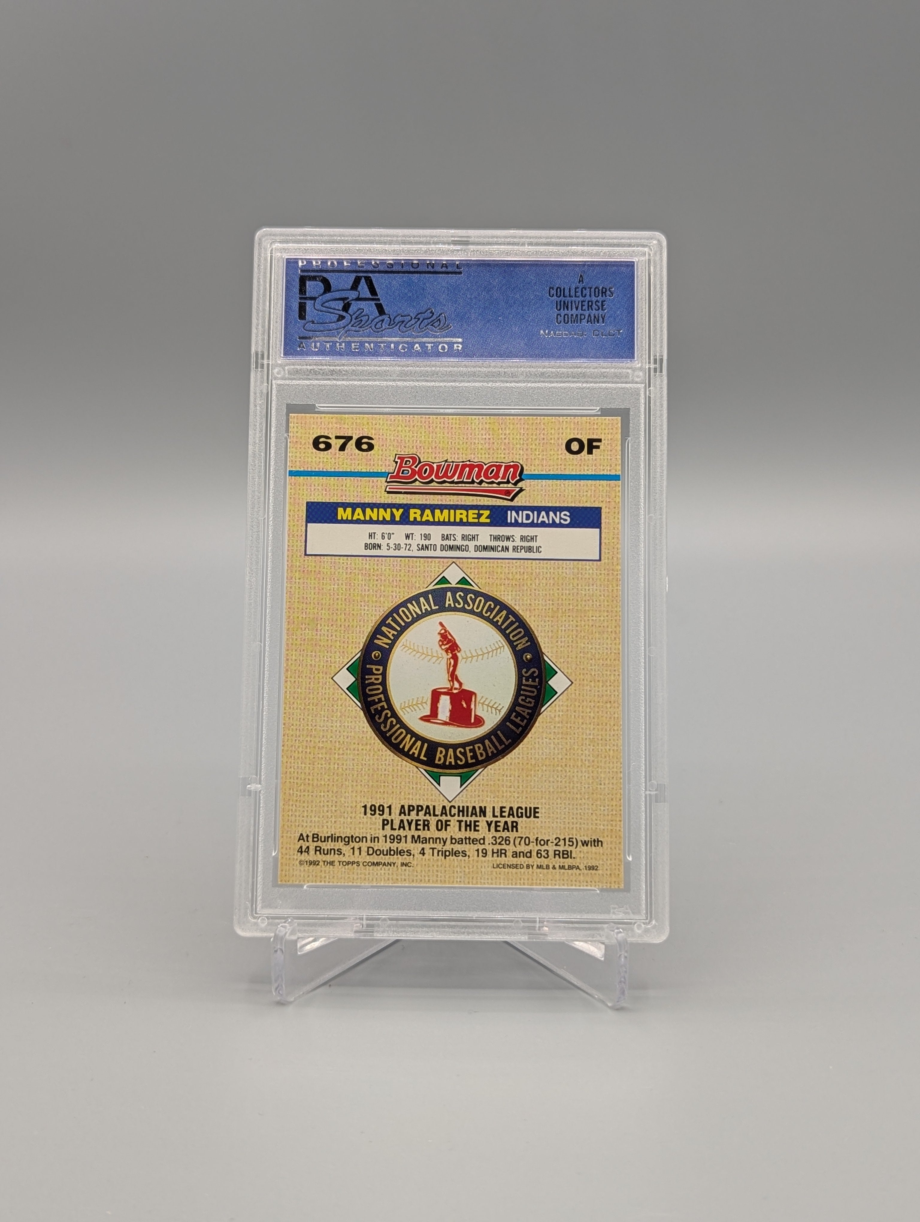1992 Bowman Gold Foil #676 Manny Ramirez PSA 9 Indians