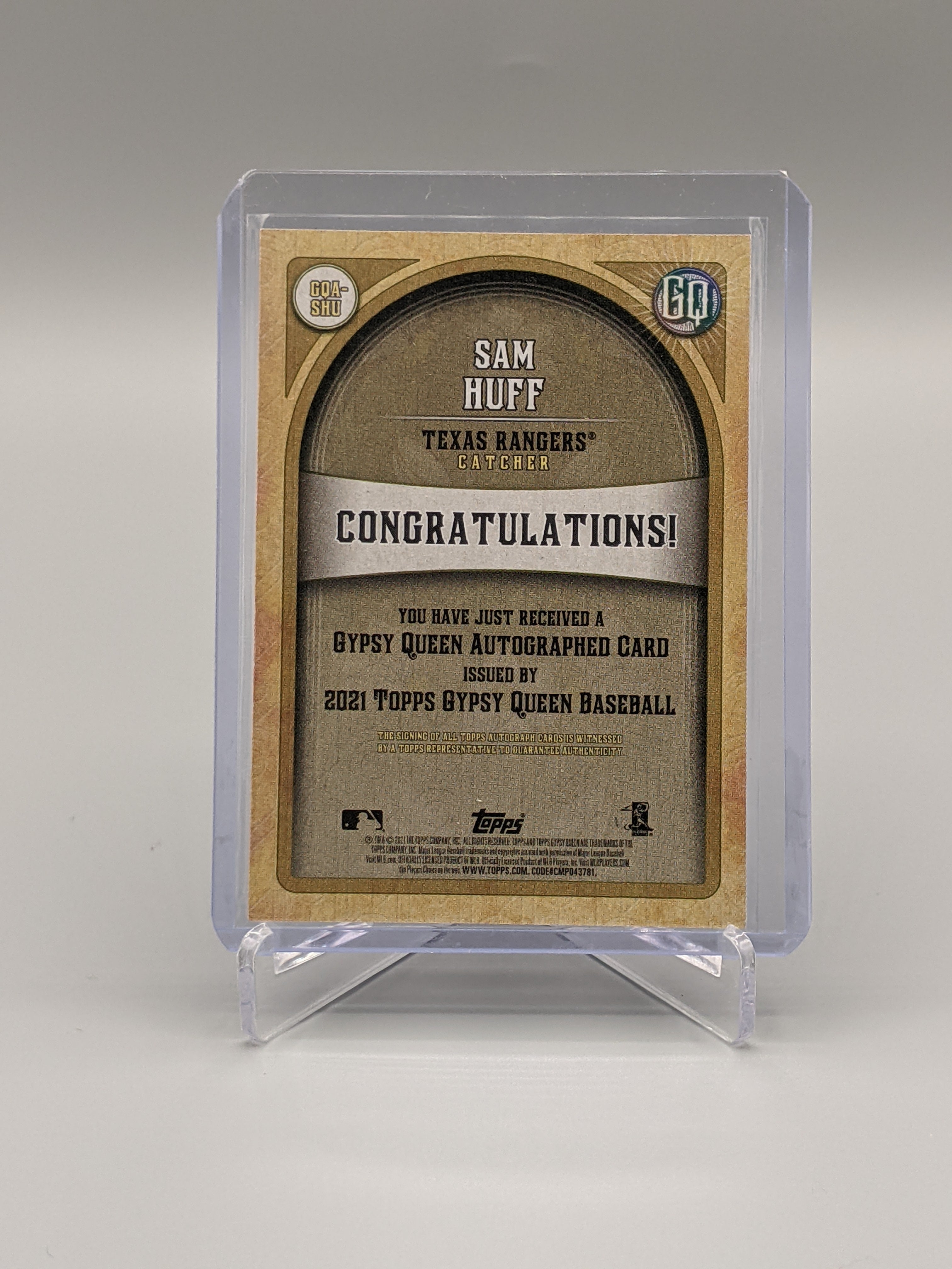 2021 Topps Gypsy Queen Auto #GQA-SHU Sam Huff RC Rangers