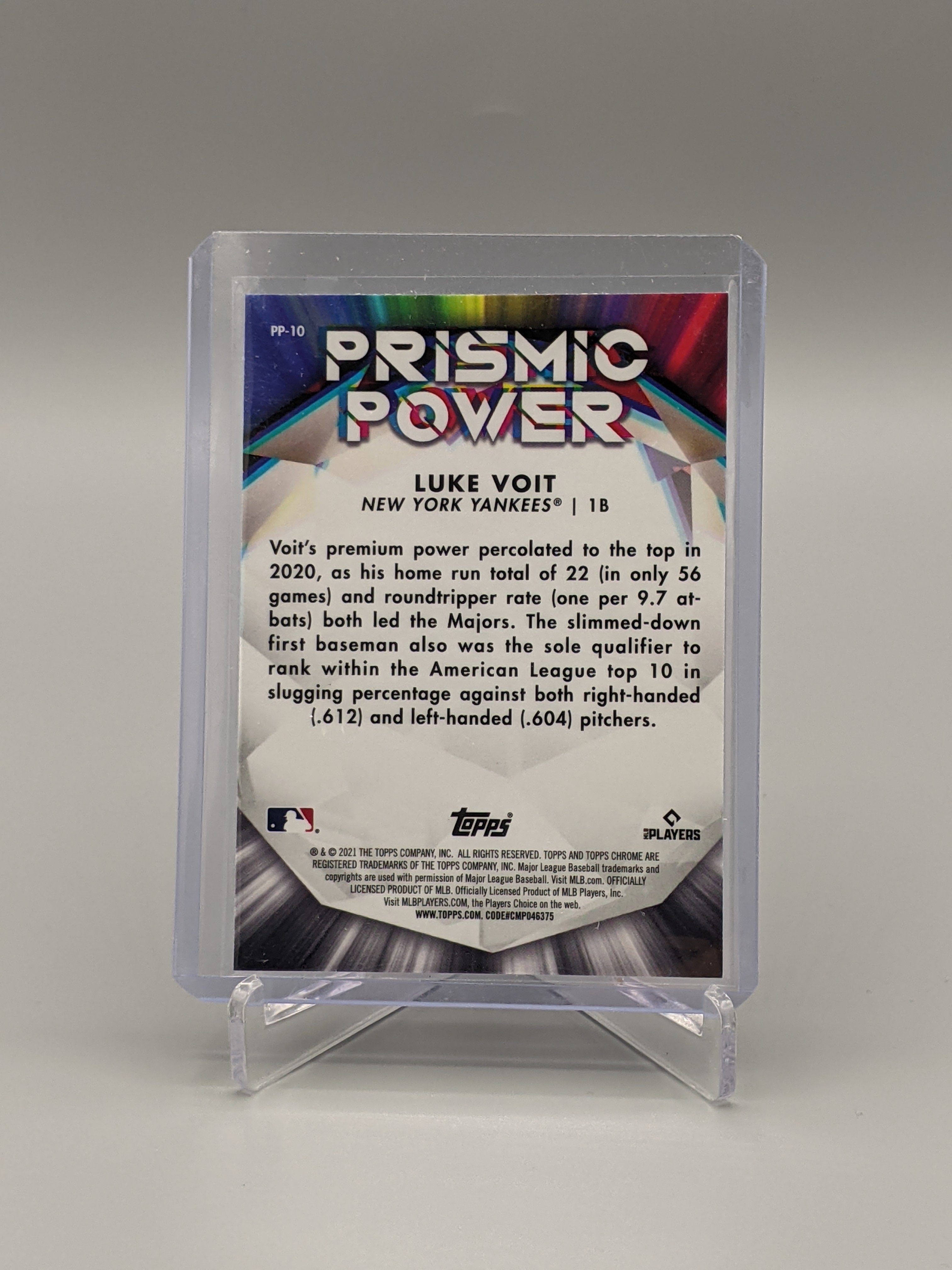 2021 Topps Chrome Prismic Power #PP-10 Luke Voit Yankees