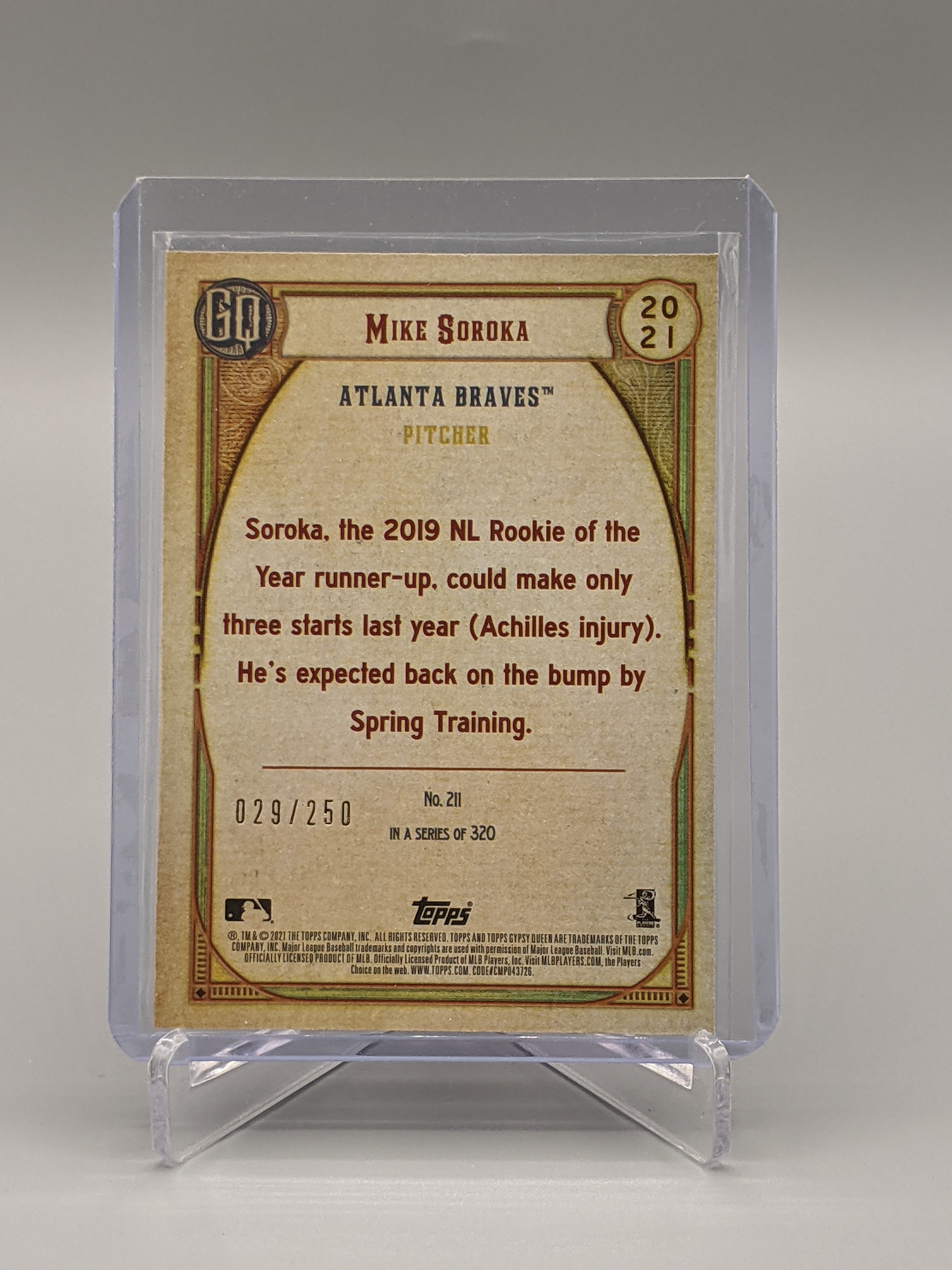 2021 Topps Gypsy Queen Purple #211 Mike Soroka #/250 Braves