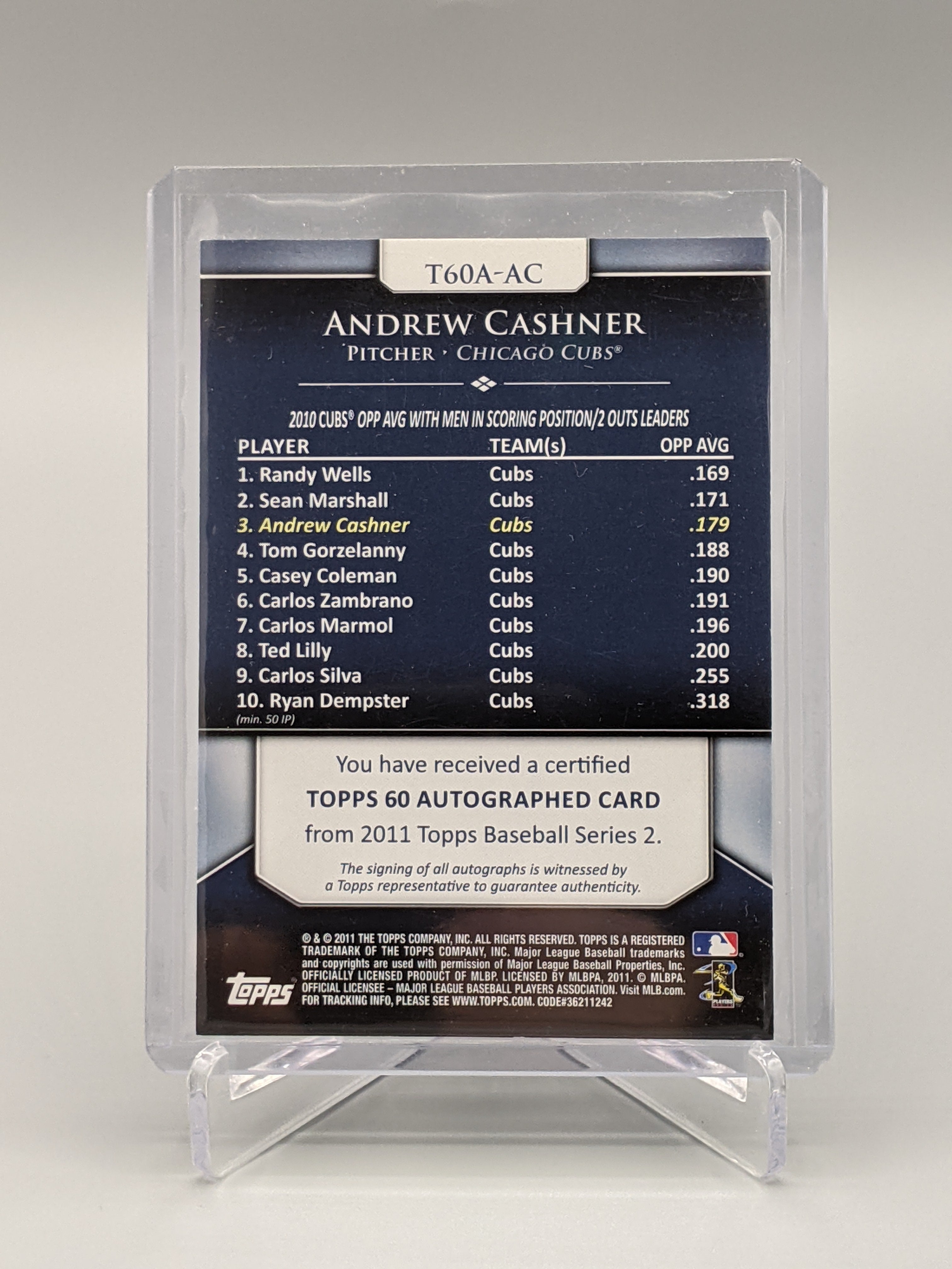 2012 Topps Topps 60 Auto Andrew Cashner Cubs
