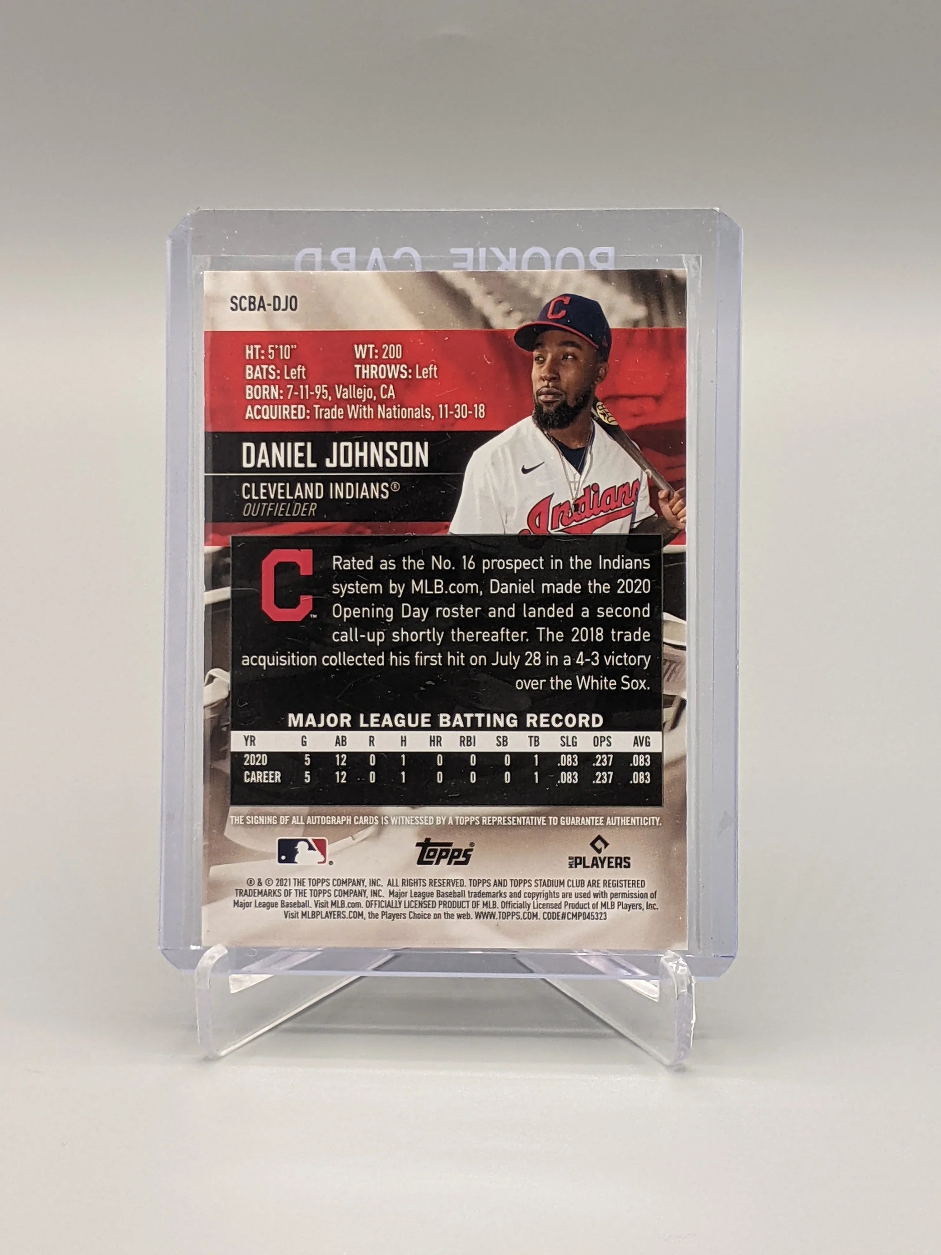 2021 Topps Stadium Club Auto #SCBA-DJO Daniel Johnson RC Indians Guardians