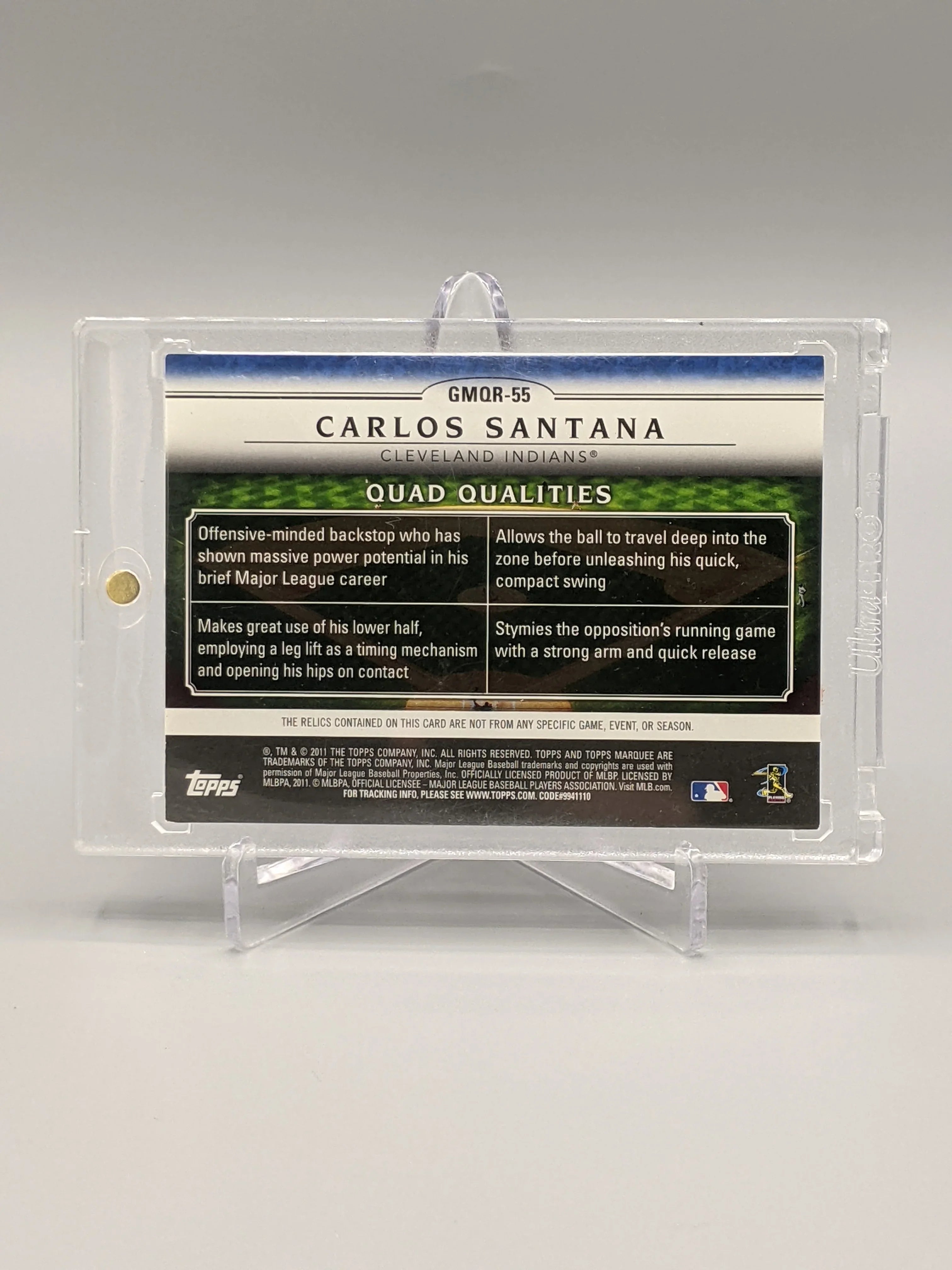 2011 Topps Marquee Carlos Santana Gametime Mementos Indians