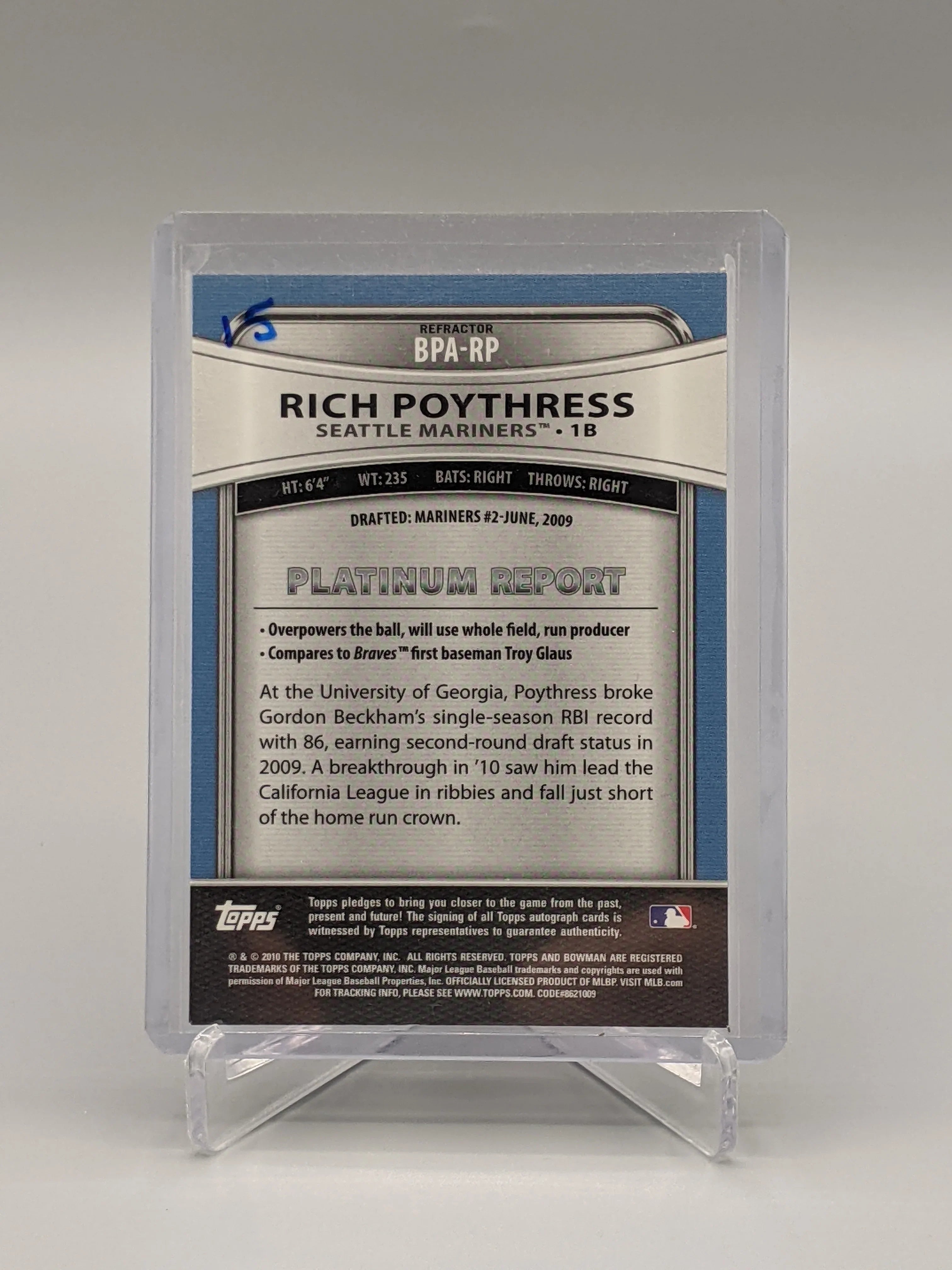 2010 Bowman Platinum Refractor Rich Poythress Mariners