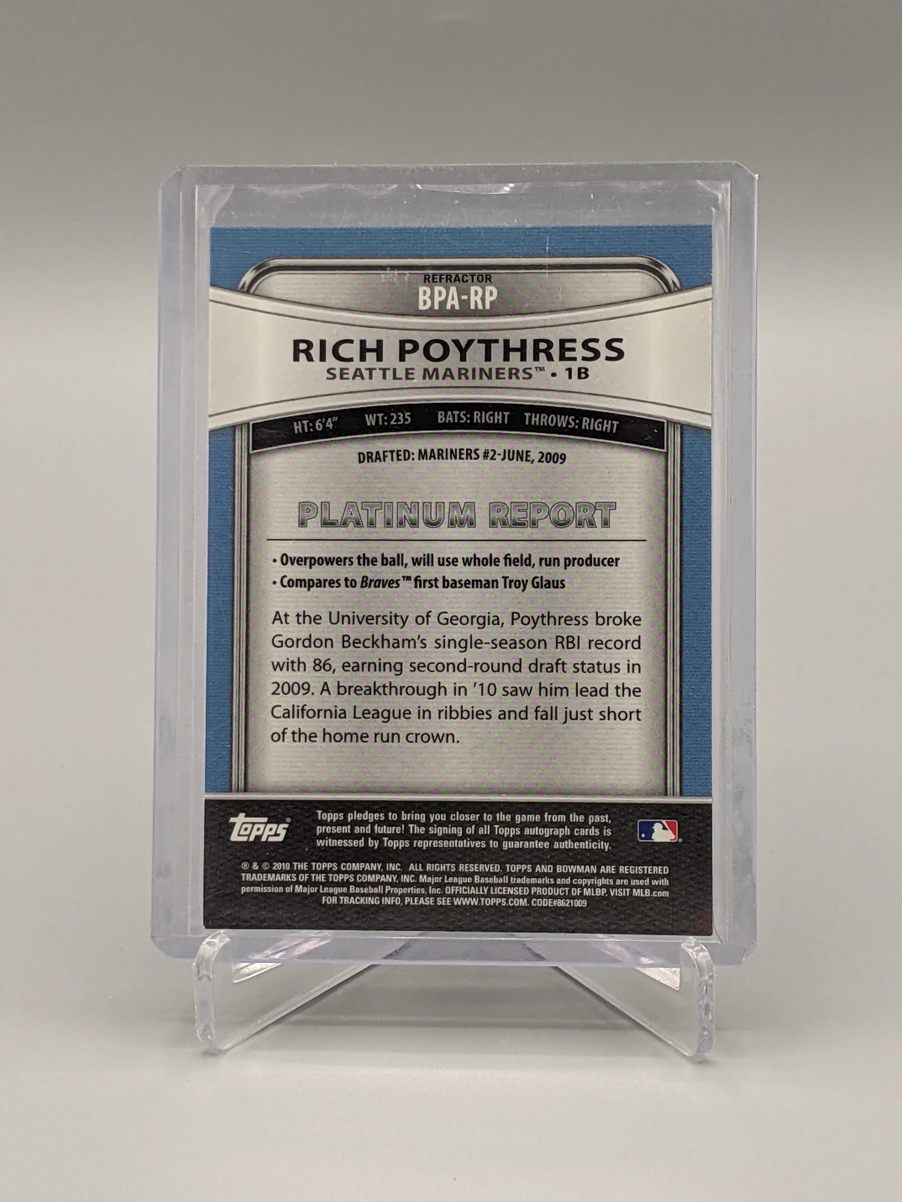 2010 Bowman Platinum Refractor Rich Poythress Mariners