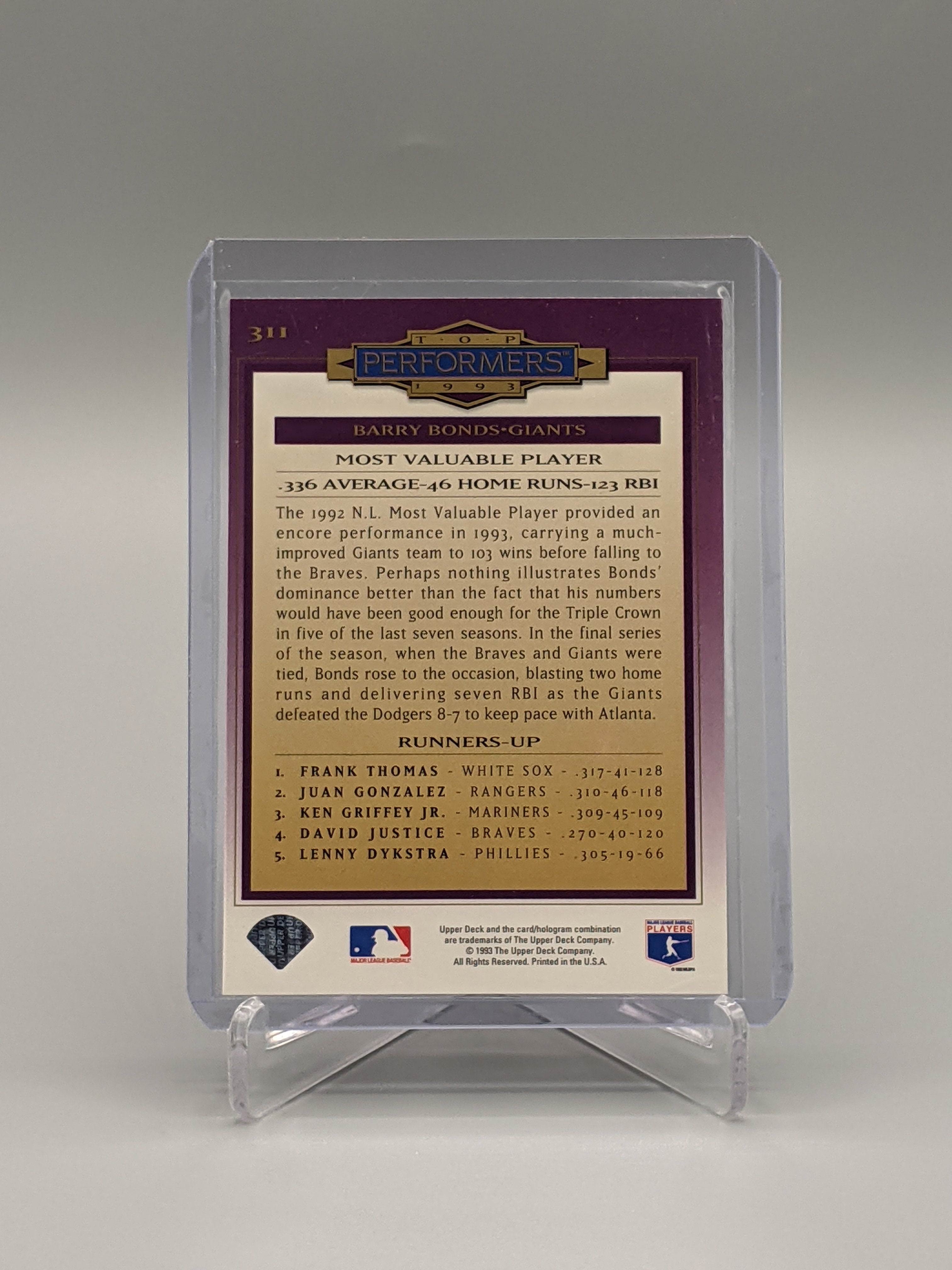 1994 Collector's Choice Top Performers Complete Set (10) Cards