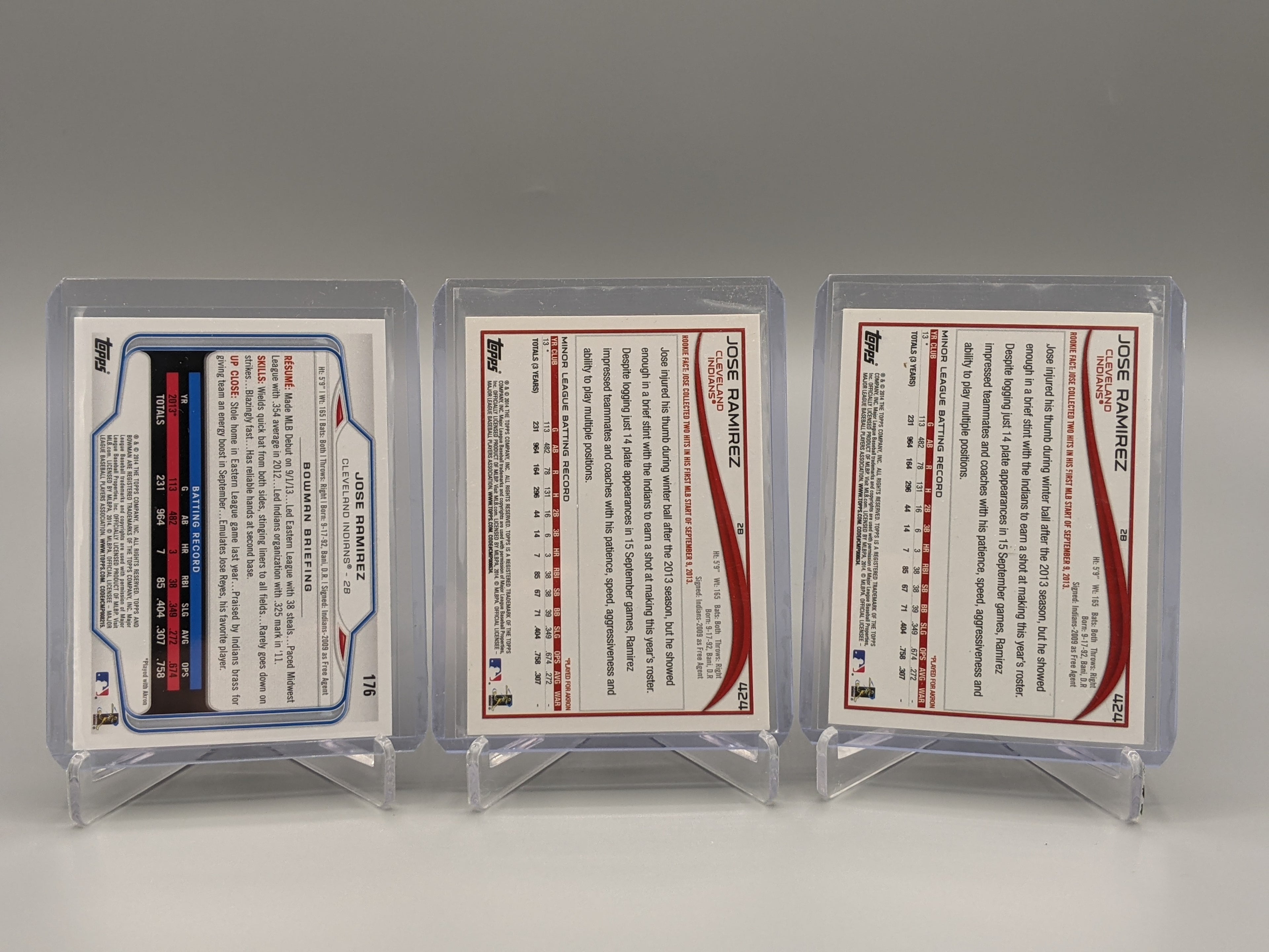 2014 Topps & Bowman Jose Ramirez RC Lot (3) Cards Indians