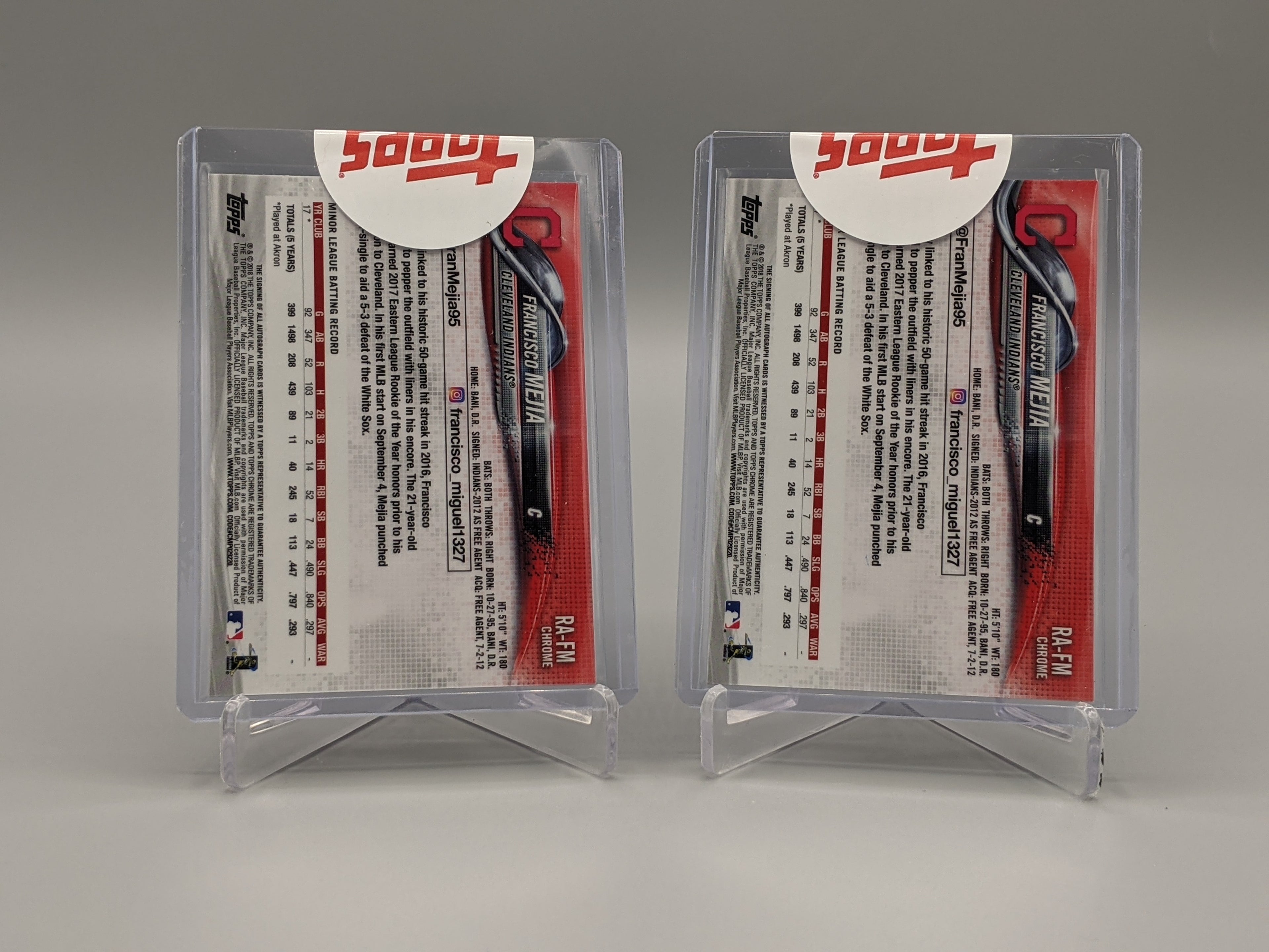 2018 Topps Chrome Auto Refractor Lot #RA-FM Francisco Mejia (4 Cards) Indians