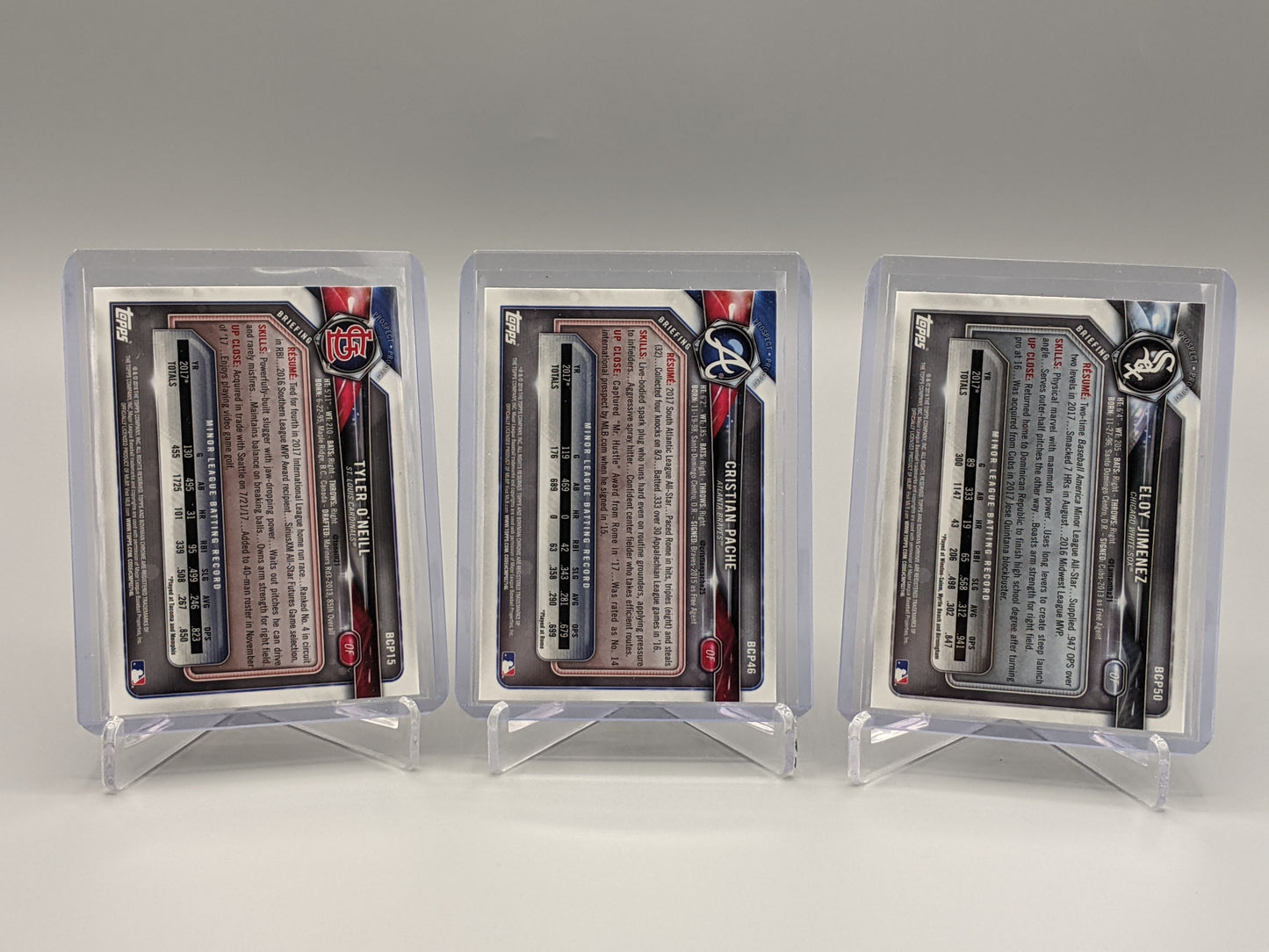 2018 Bowman Chrome Prospects Lot Pache, Jimenez (5 Cards) Crdinals Braves White Sox