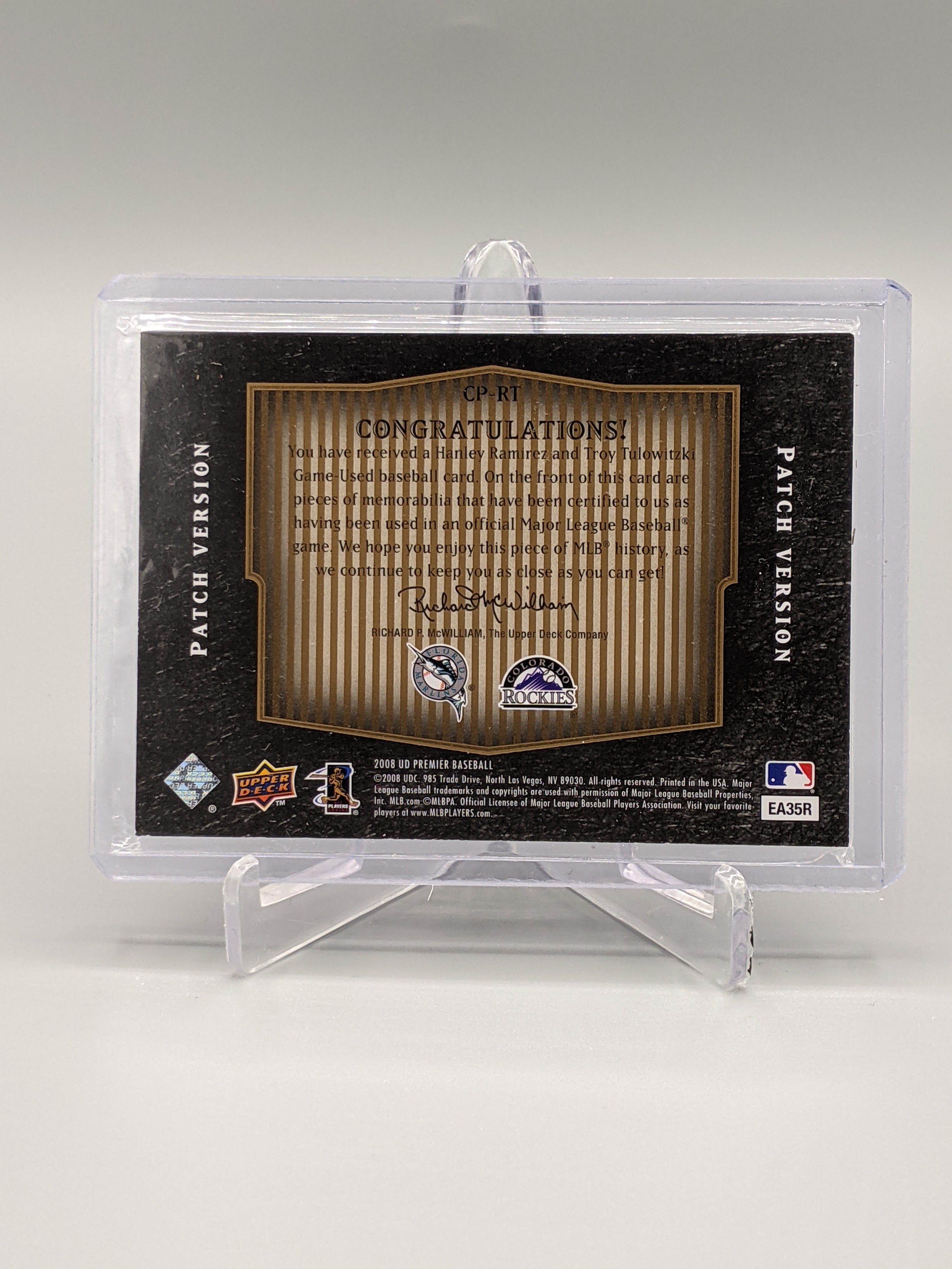 2008 UD Premier Premier Combos #CP-RT Hanley Ramirez/Troy Tulowitzki #/25 Marlins Rockies