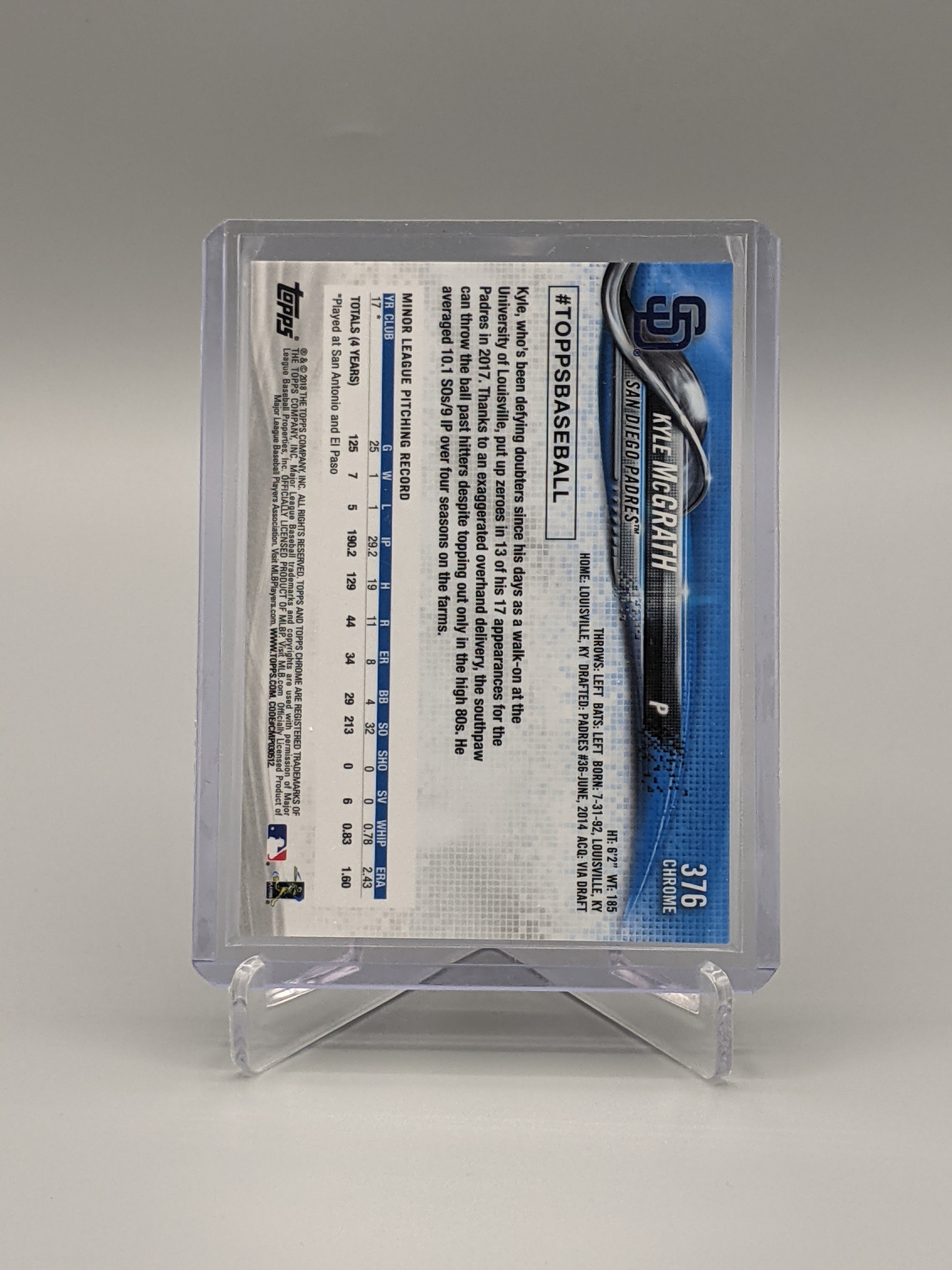 2018 Topps Chrome Sapphire #376 Kyle McGrath RC Padres