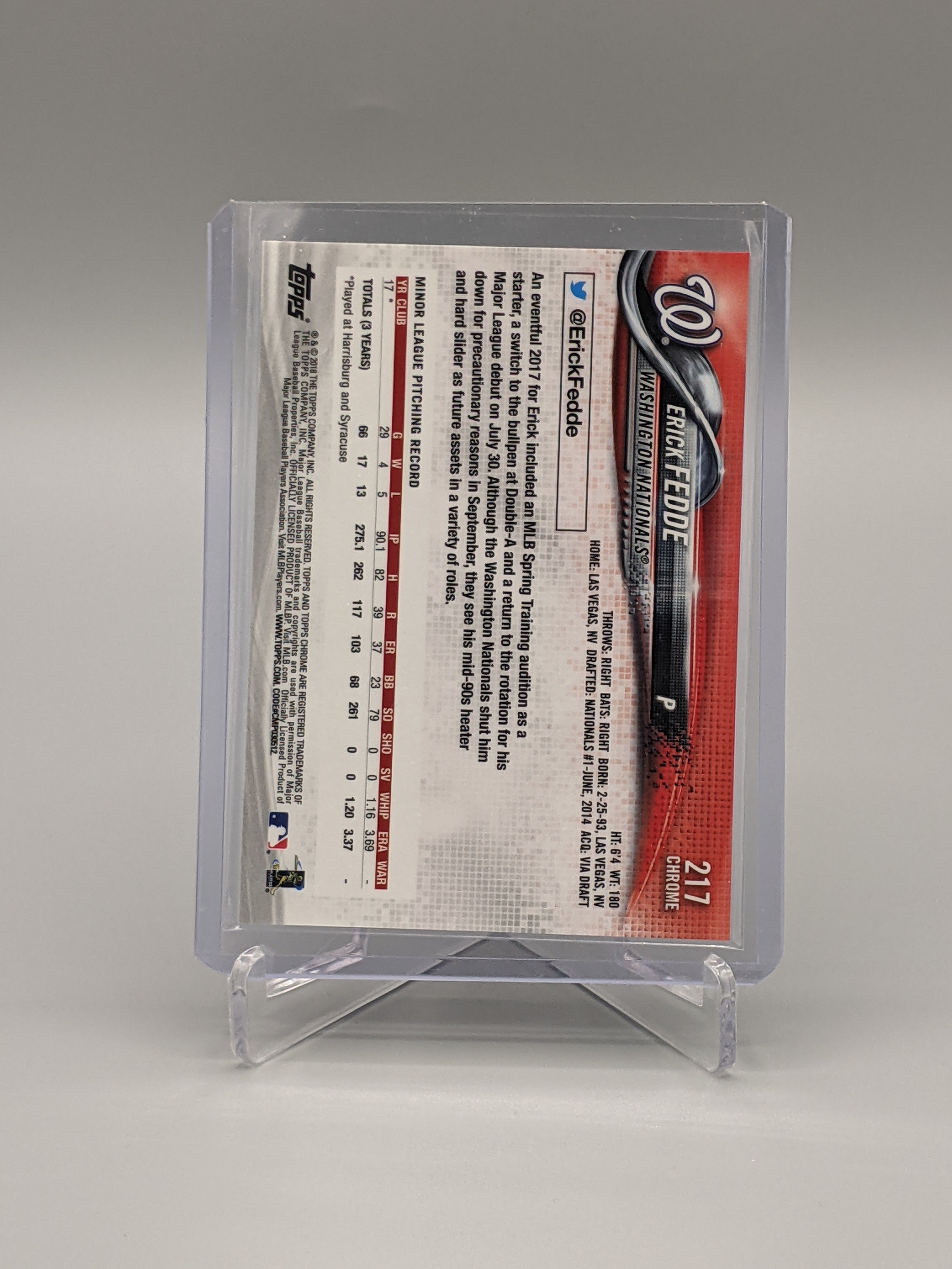 2018 Topps Chrome Sapphire #217 Erick Fedde RC Nationals