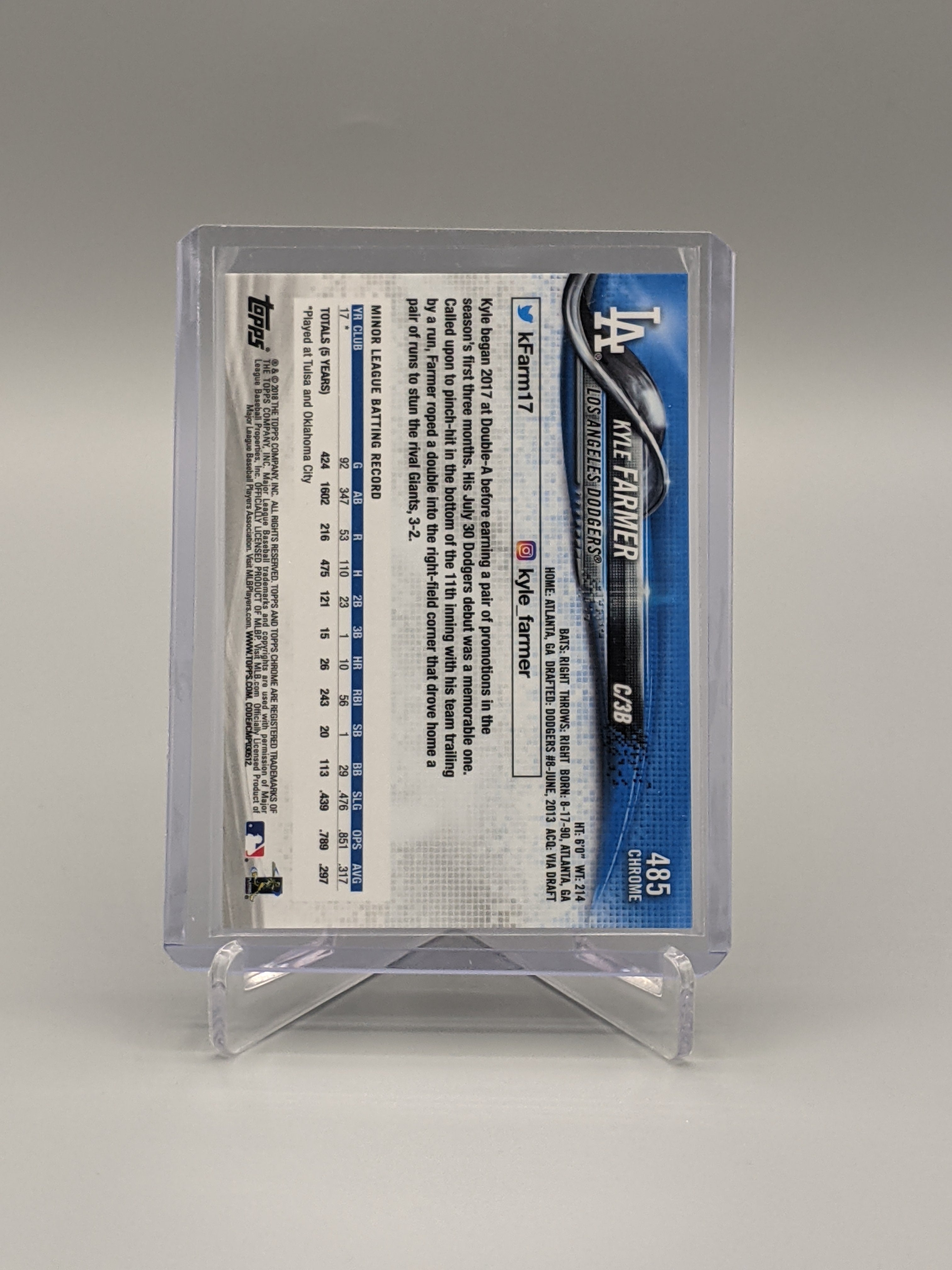 2018 Topps Chrome Sapphire #485 Kyle Farmer RC Dodgers