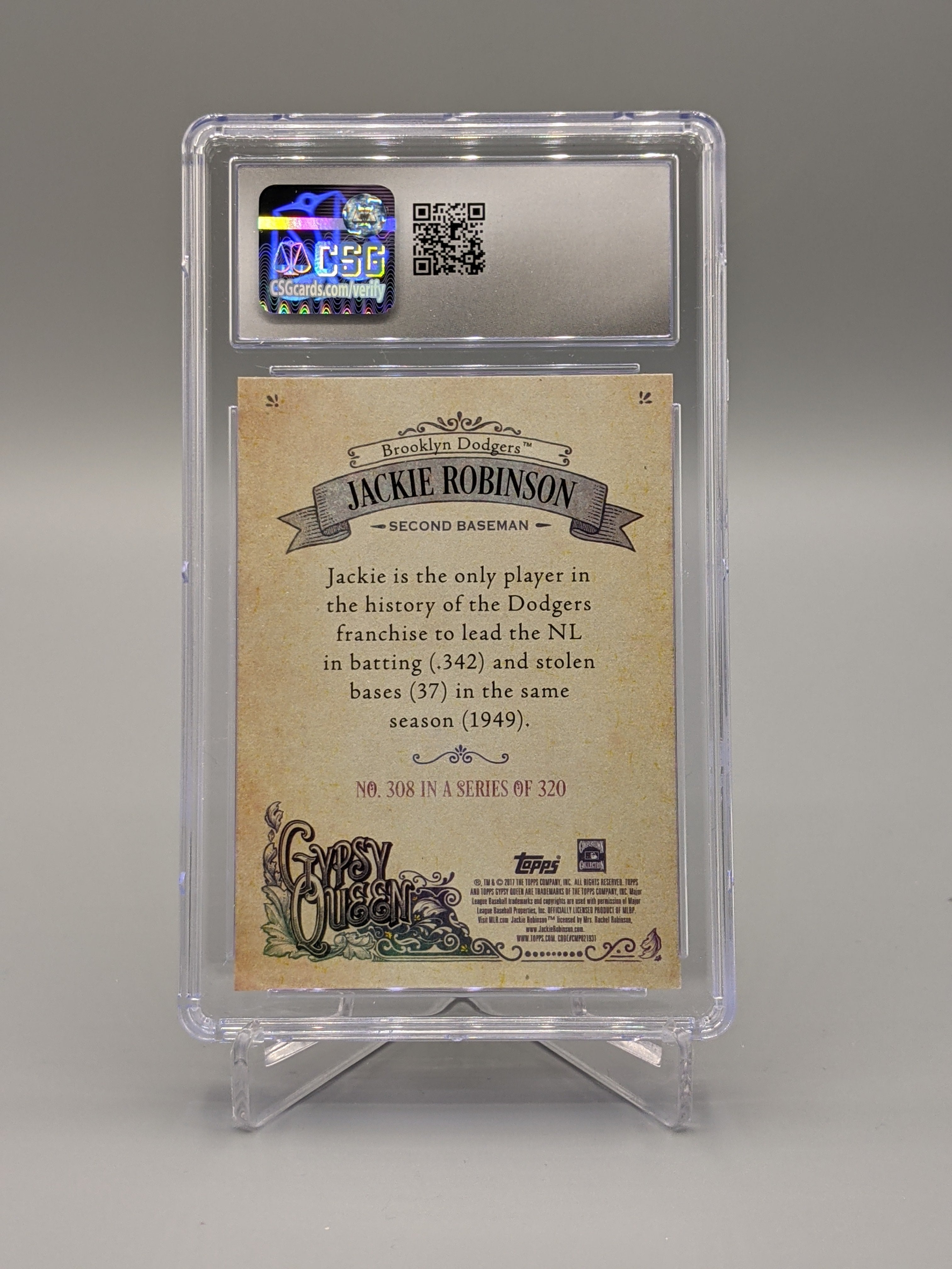 2017 Topps Gypsy Queen SP #308 Jackie Robinson CSG 10 Dodgers