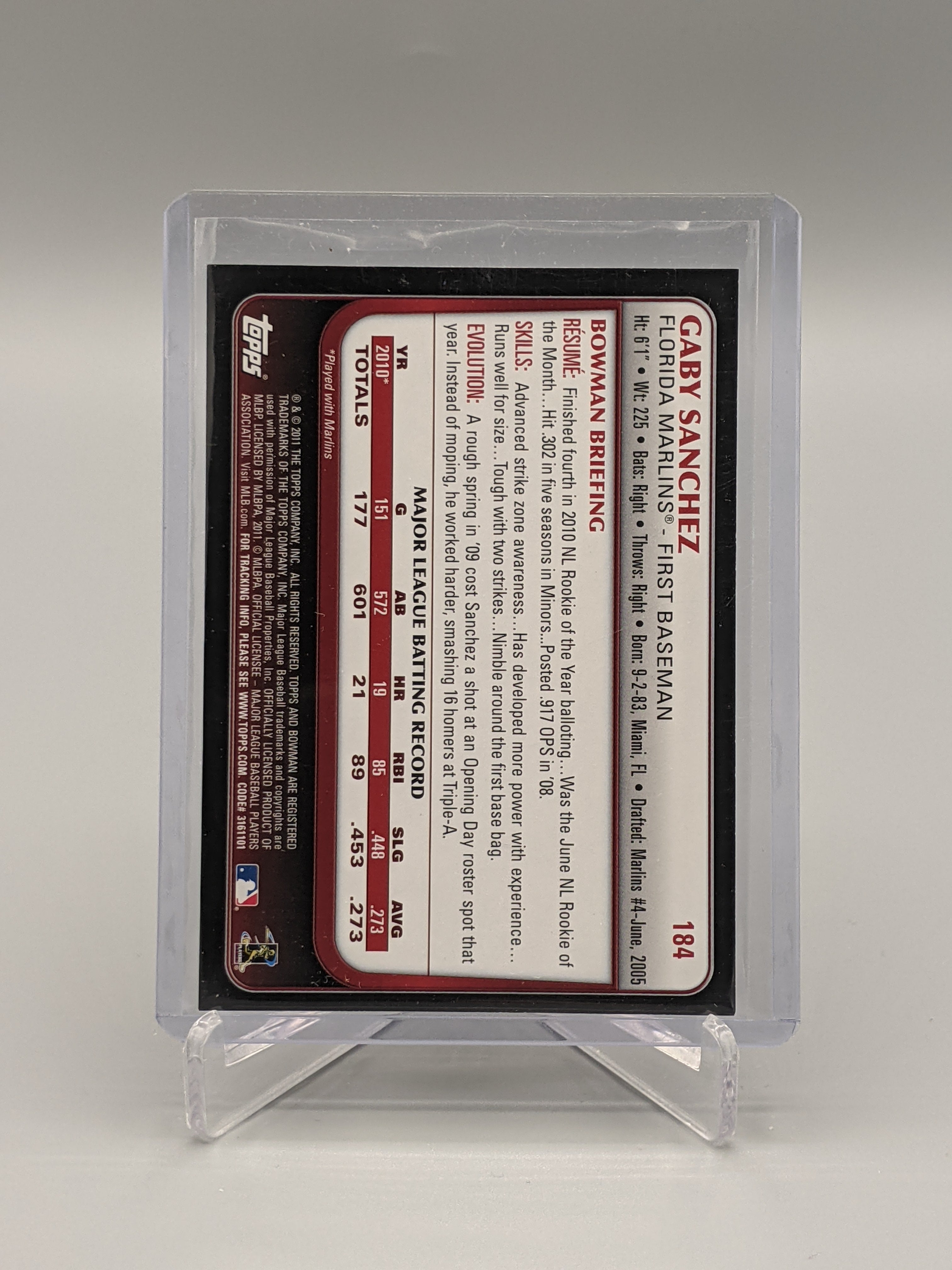 2011 Bowman Gold #184 Gaby Sanchez Marlins