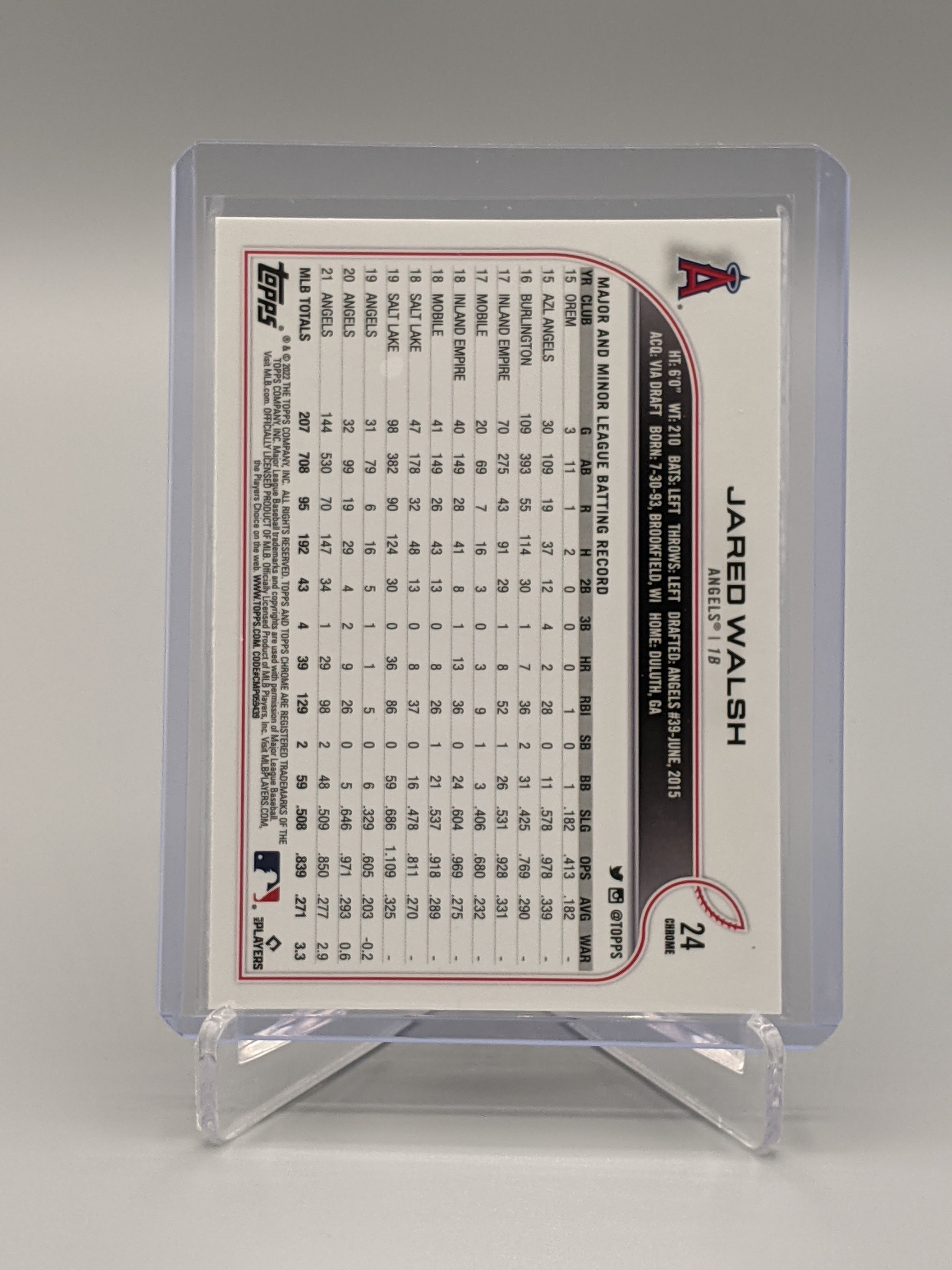 2022 Topps Chrome Sonic Raywave #24 Jared Walsh Angels