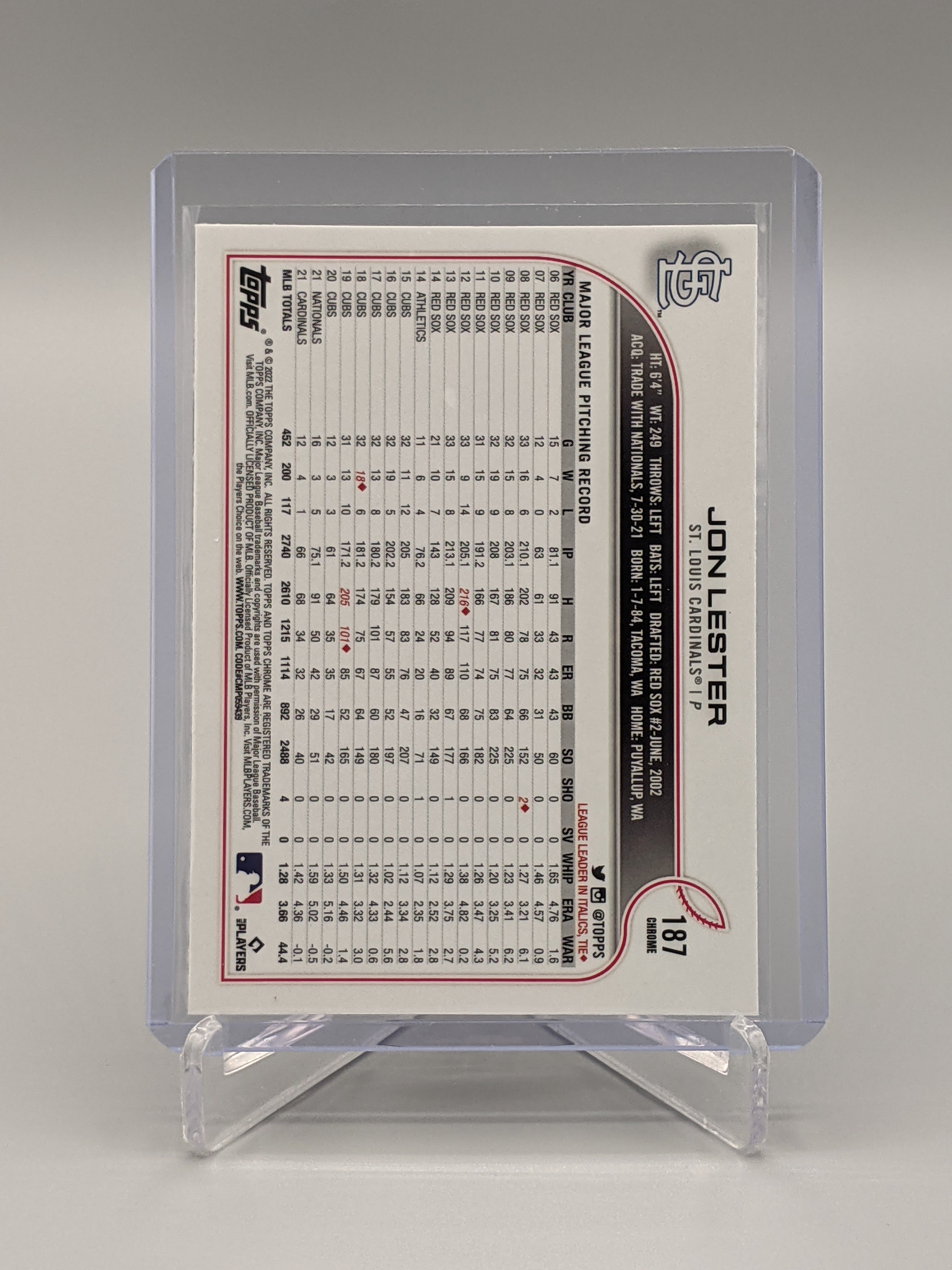 2022 Topps Chrome Sonic Raywave #187 Jon Lester Cardinals