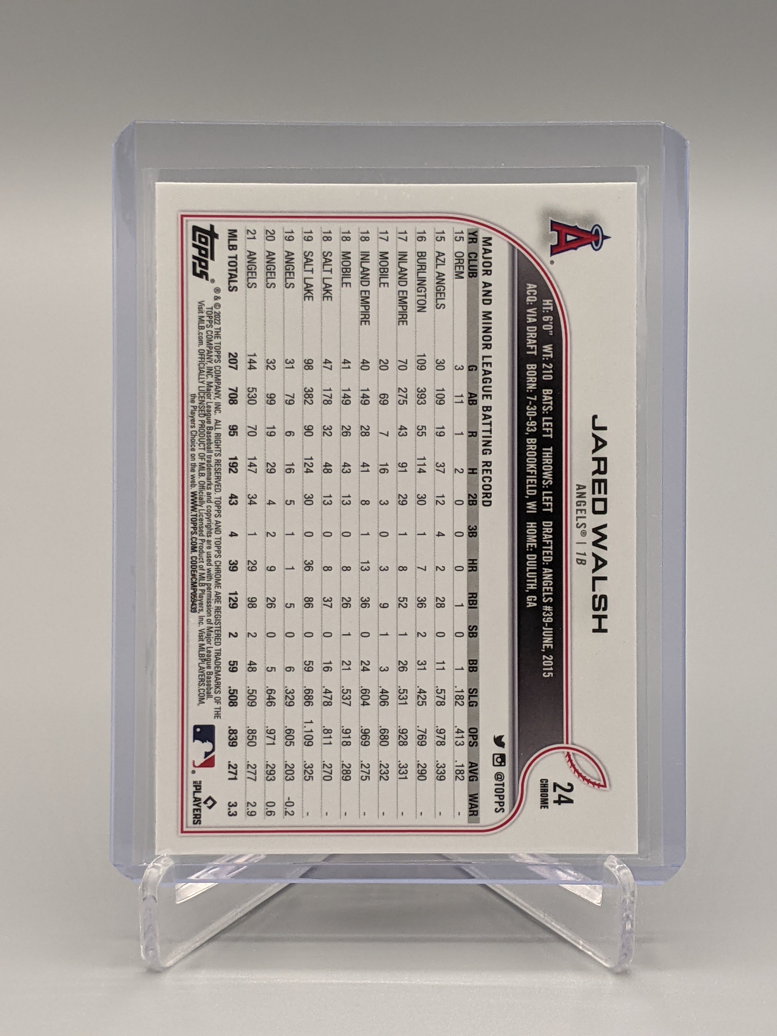 2022 Topps Chrome Sonic Raywave #24 Jared Walsh Angels