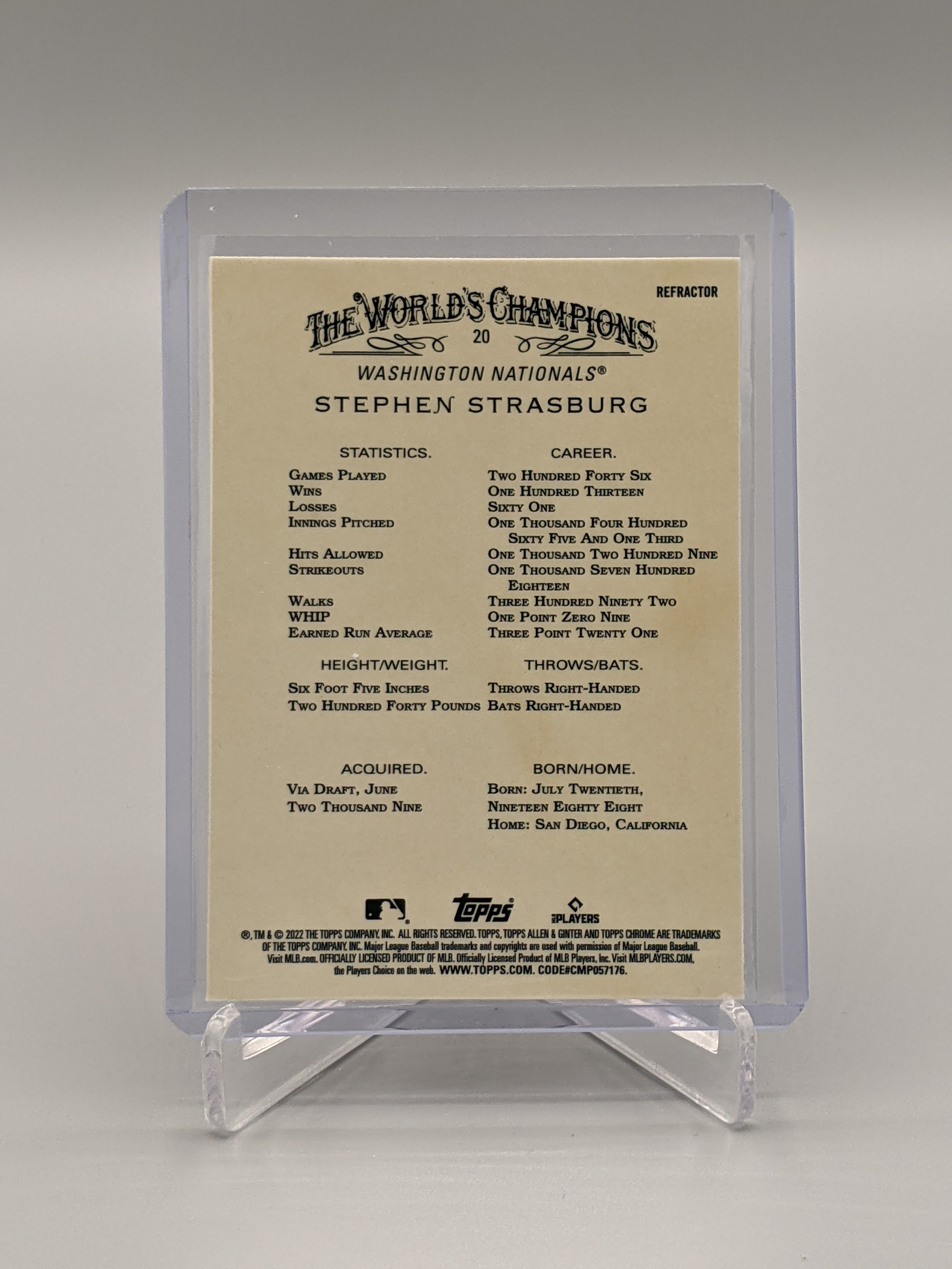2022 Topps Allen & Ginter Chrome Refractor #20 Stephen Strasburg Nationals