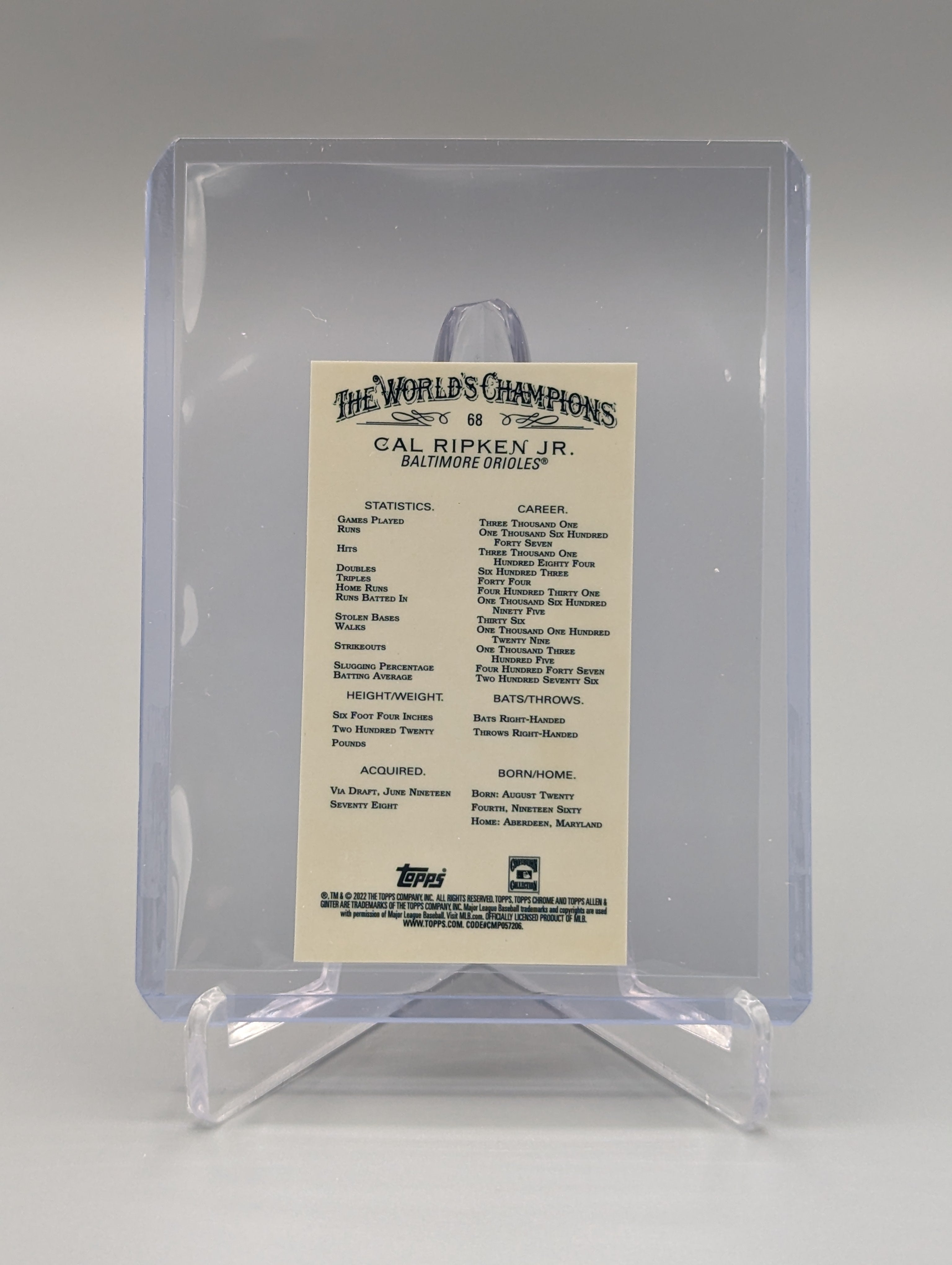 2022 Topps Allen & Ginter Chrome Mini #68 Cal Ripken Jr Orioles