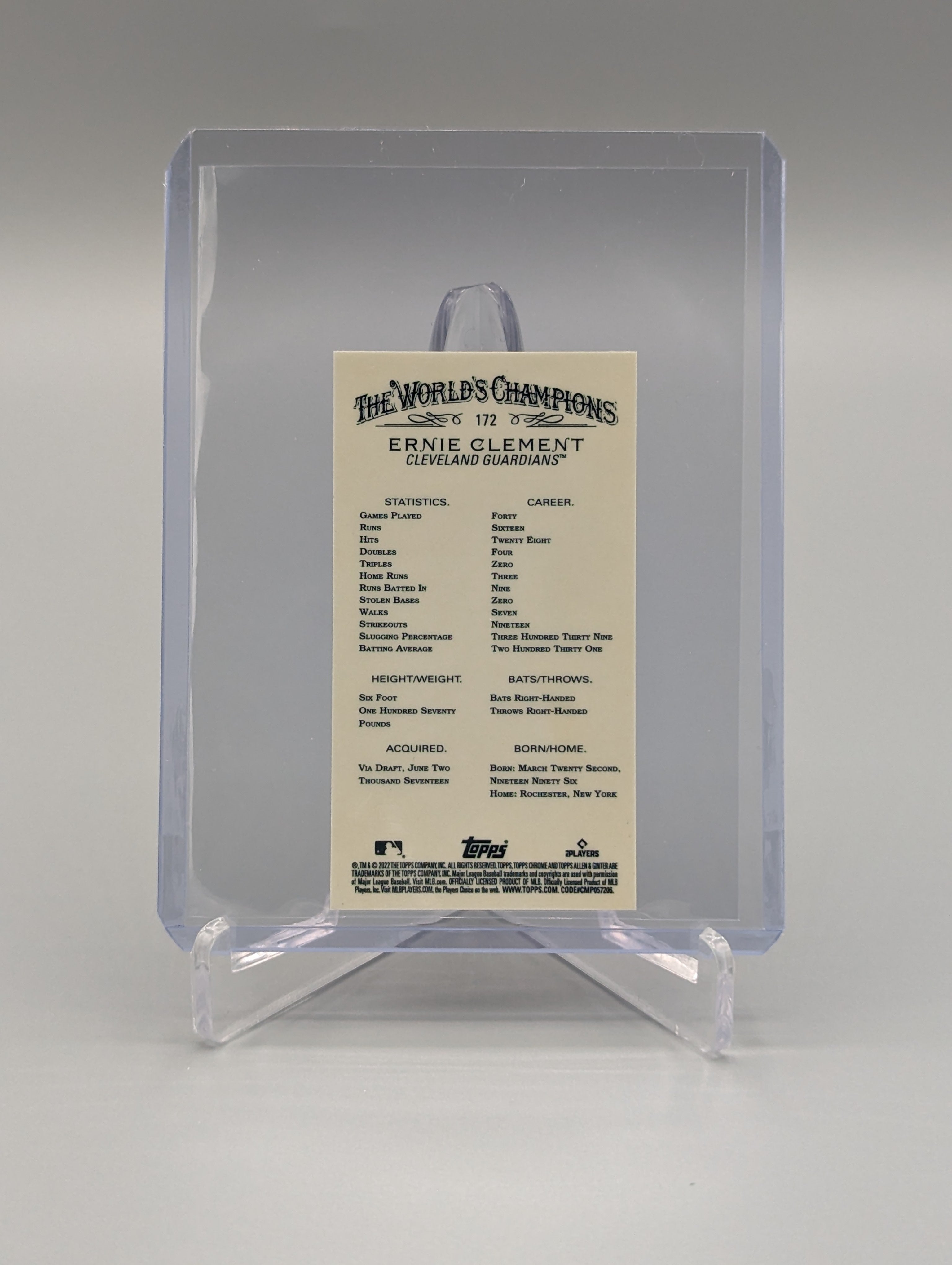 2022 Topps Allen & Ginter Chrome Mini #172 Ernie Clement RC Guardians