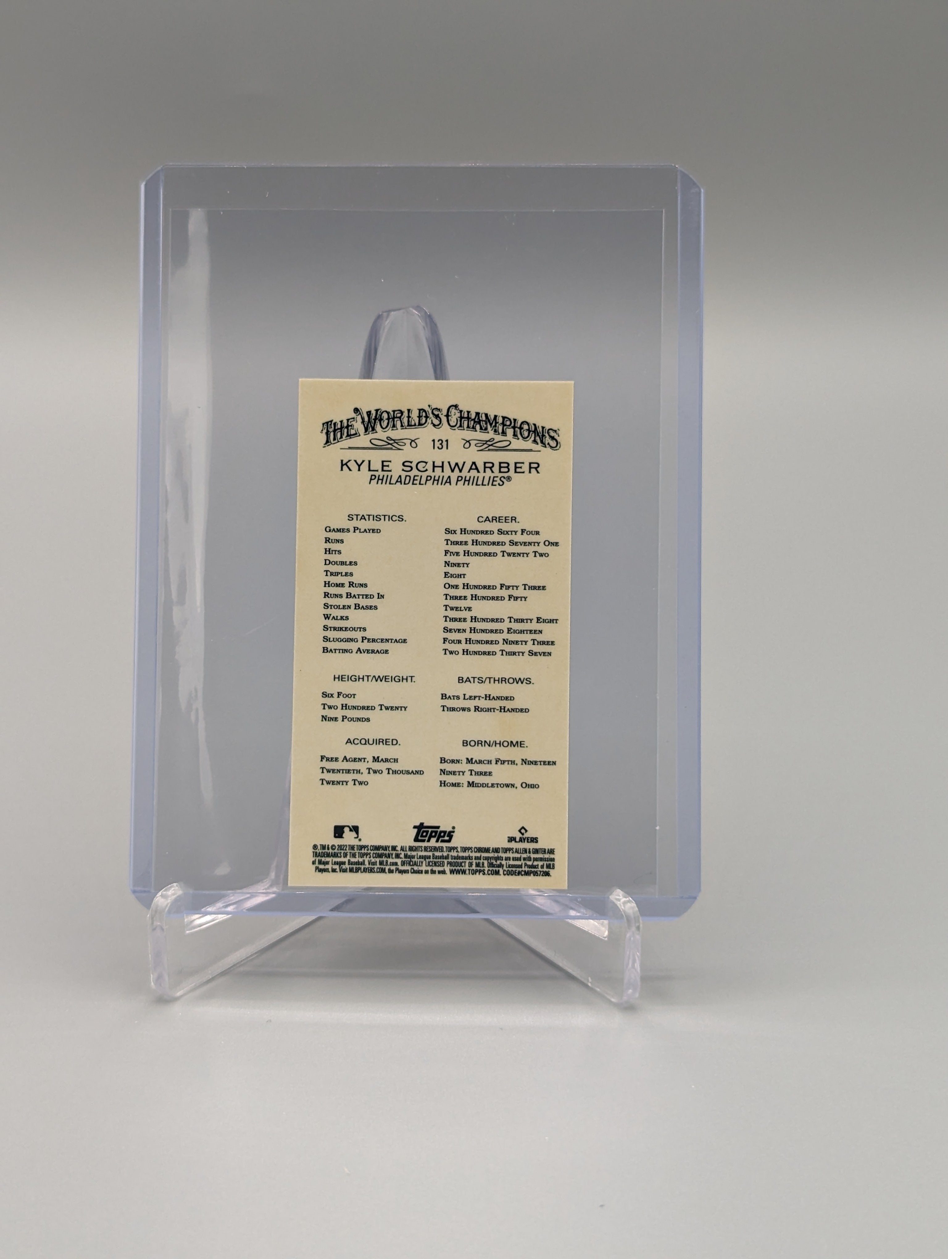 2022 Topps Allen & Ginter Chrome Mini #131 Kyle Schwarber Phillies