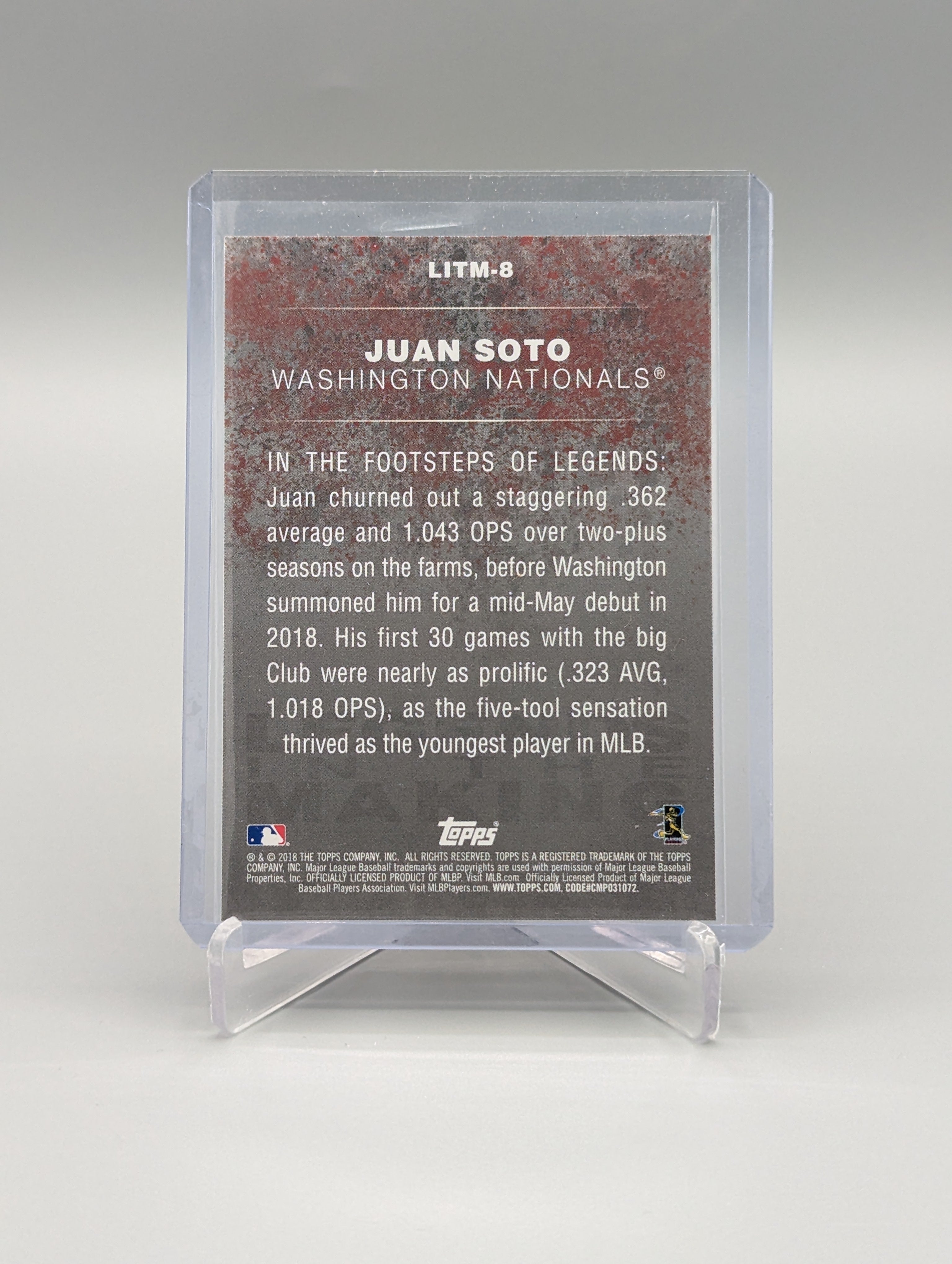 2018 Topps Legends In The Making Blue #LITM-8 Juan Soto RC Nationals