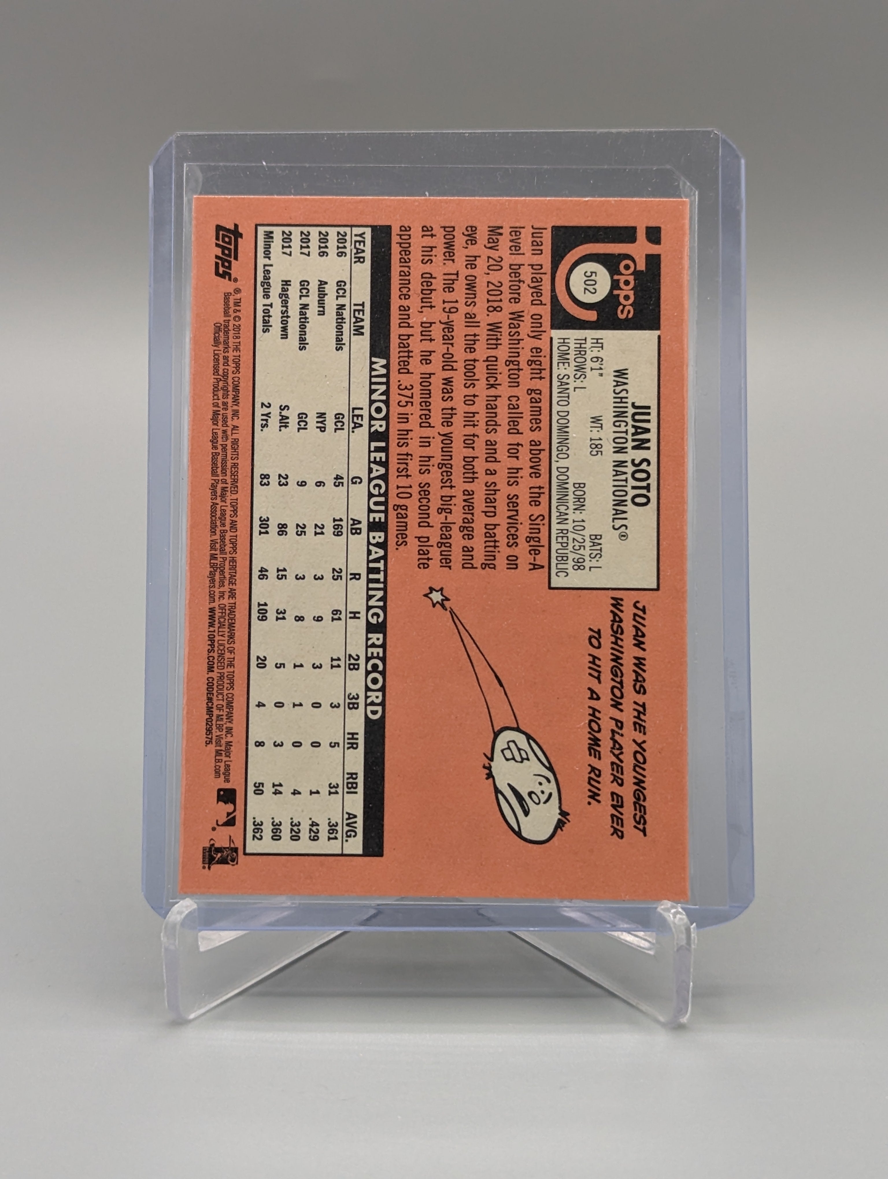 2018 Topps Heritage #502 Juan Soto RC Nationals