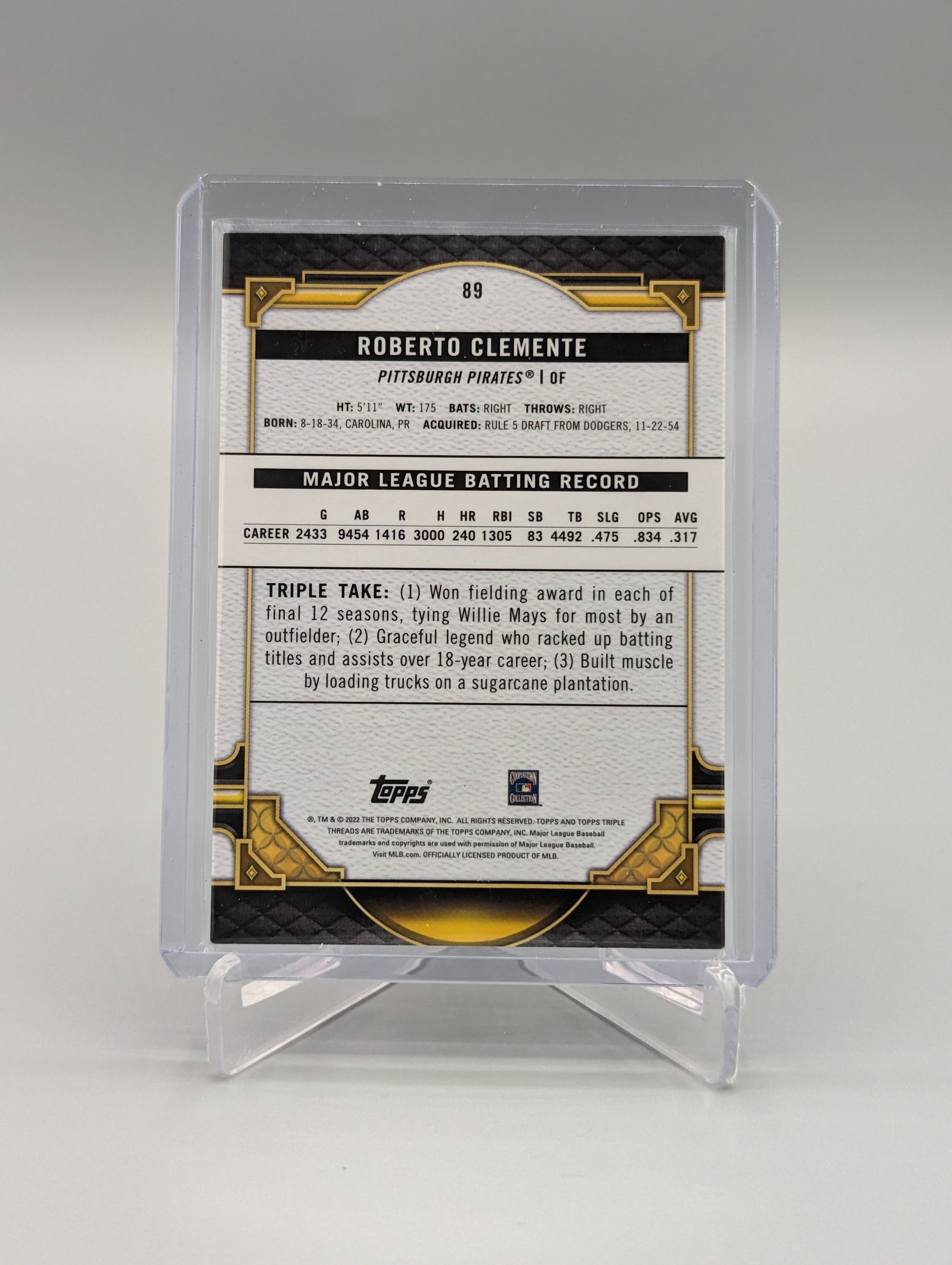 2022 Topps Triple Threads Gold #89 Roberto Clemente #/99 Pirates