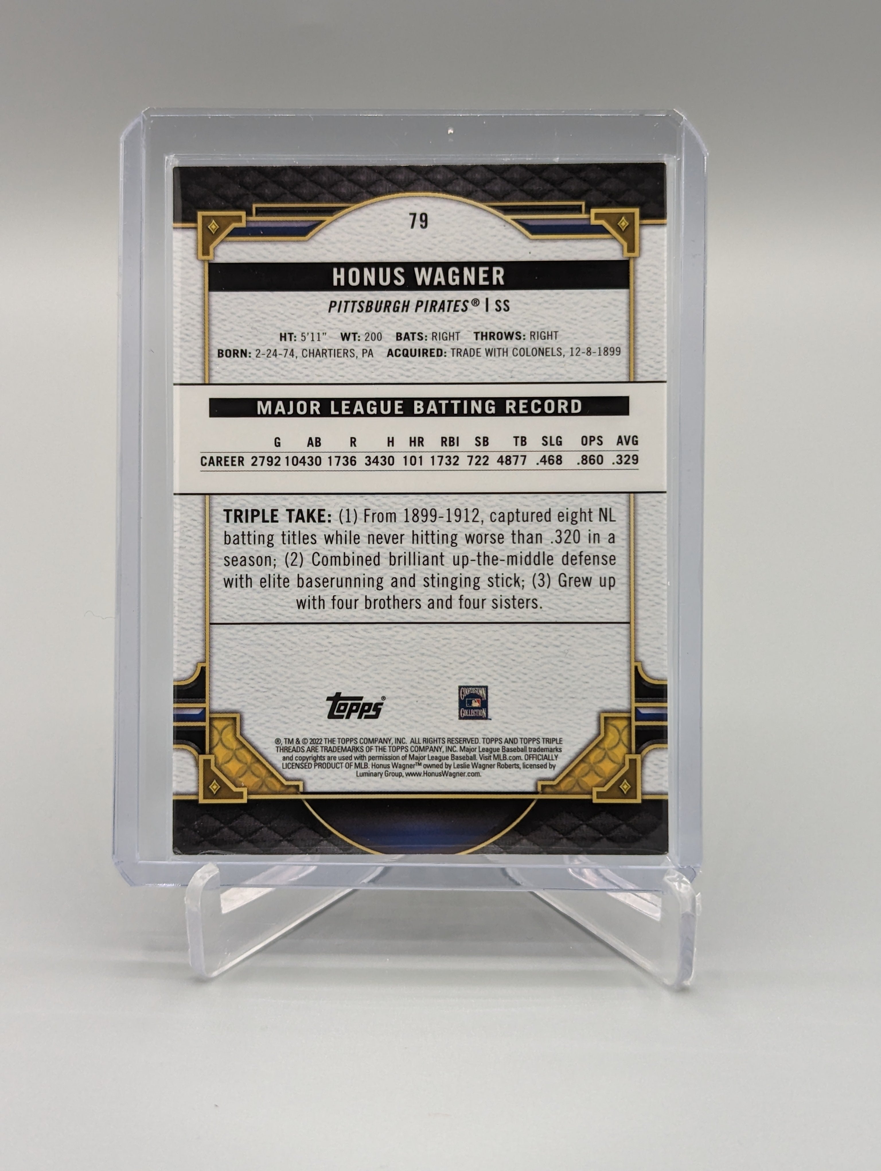 2022 Topps Triple Threads Emerald #79 Honus Wagner #/259 Pirates